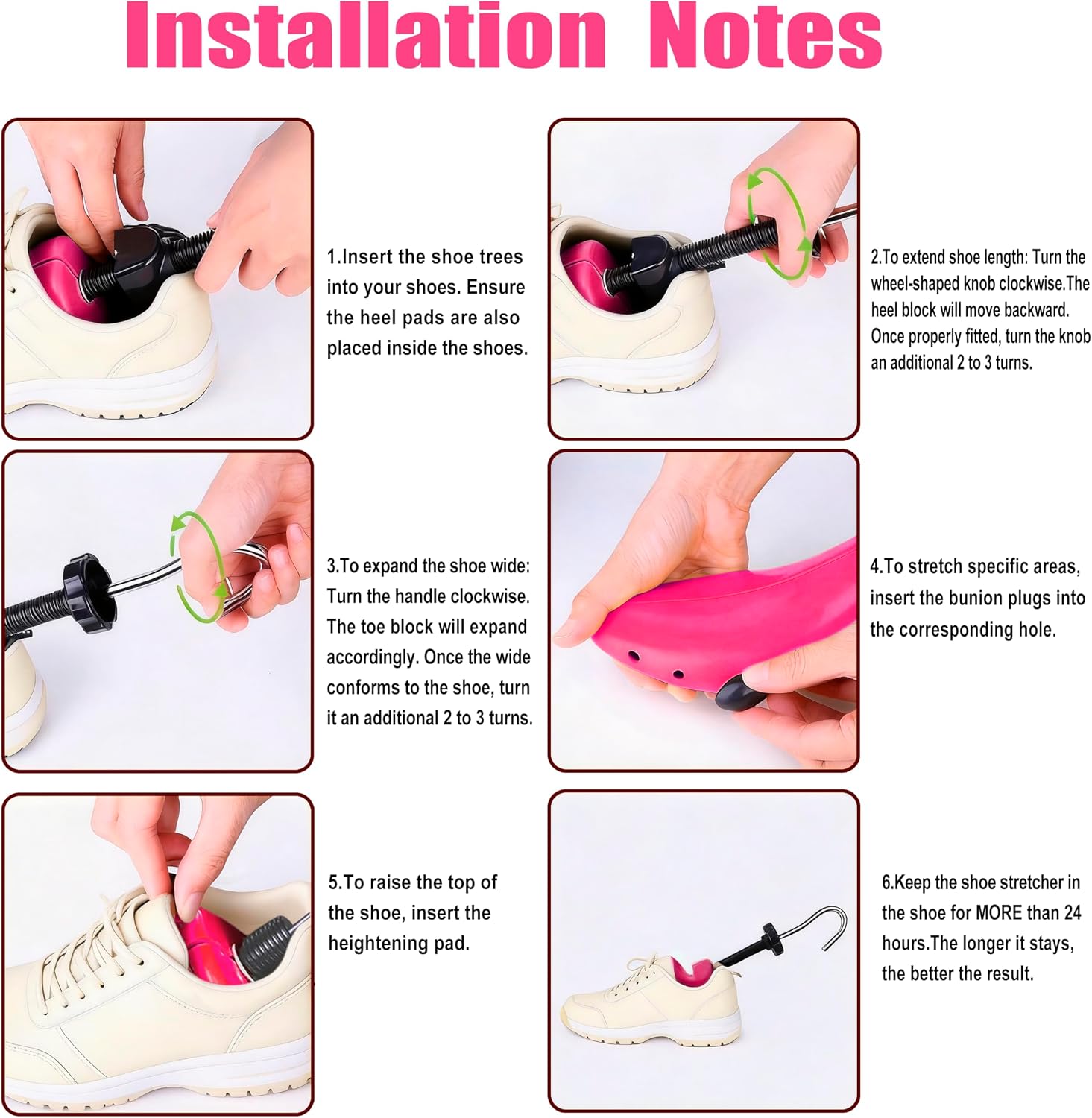 Plastic Shoe Stretchers for Women & Men - Adjustable Length & Width Durable Shoe Shaper Set