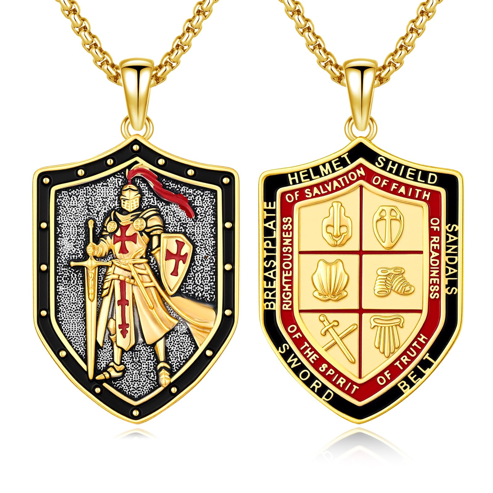 Silver/14K Gold Patron Saint Medal Amulet Necklace for Men Women