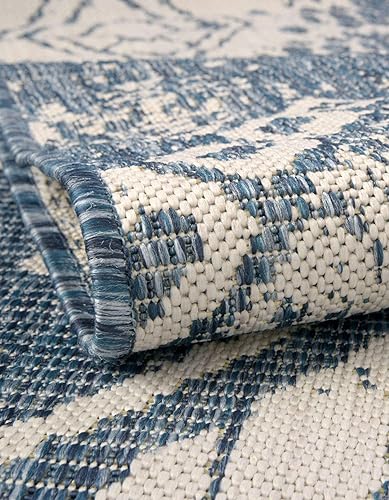 Miniatura 3 de Unique Loom Alfombra Anthro de la colección bohemia para exteriores, 6 x 9 pies, azulmarfil