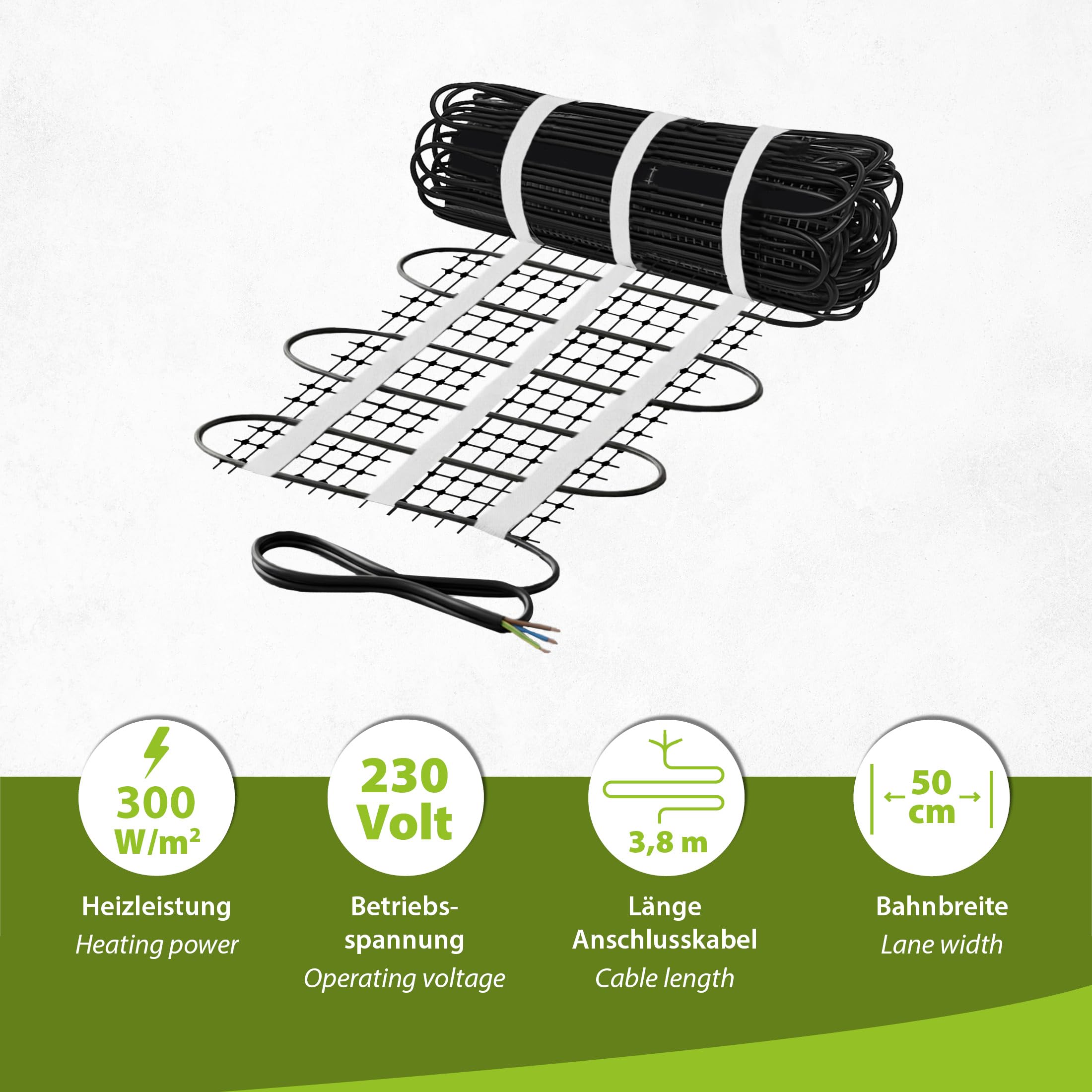 Mi-Heat Chauffage électrique 300 W/m² 3 m² 0,5 x 6 m