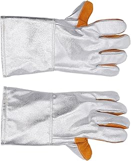 Heat Resistant Cowhide Welding Gloves for High Temperature Environments - Fireproof Aluminum Foil Gloves