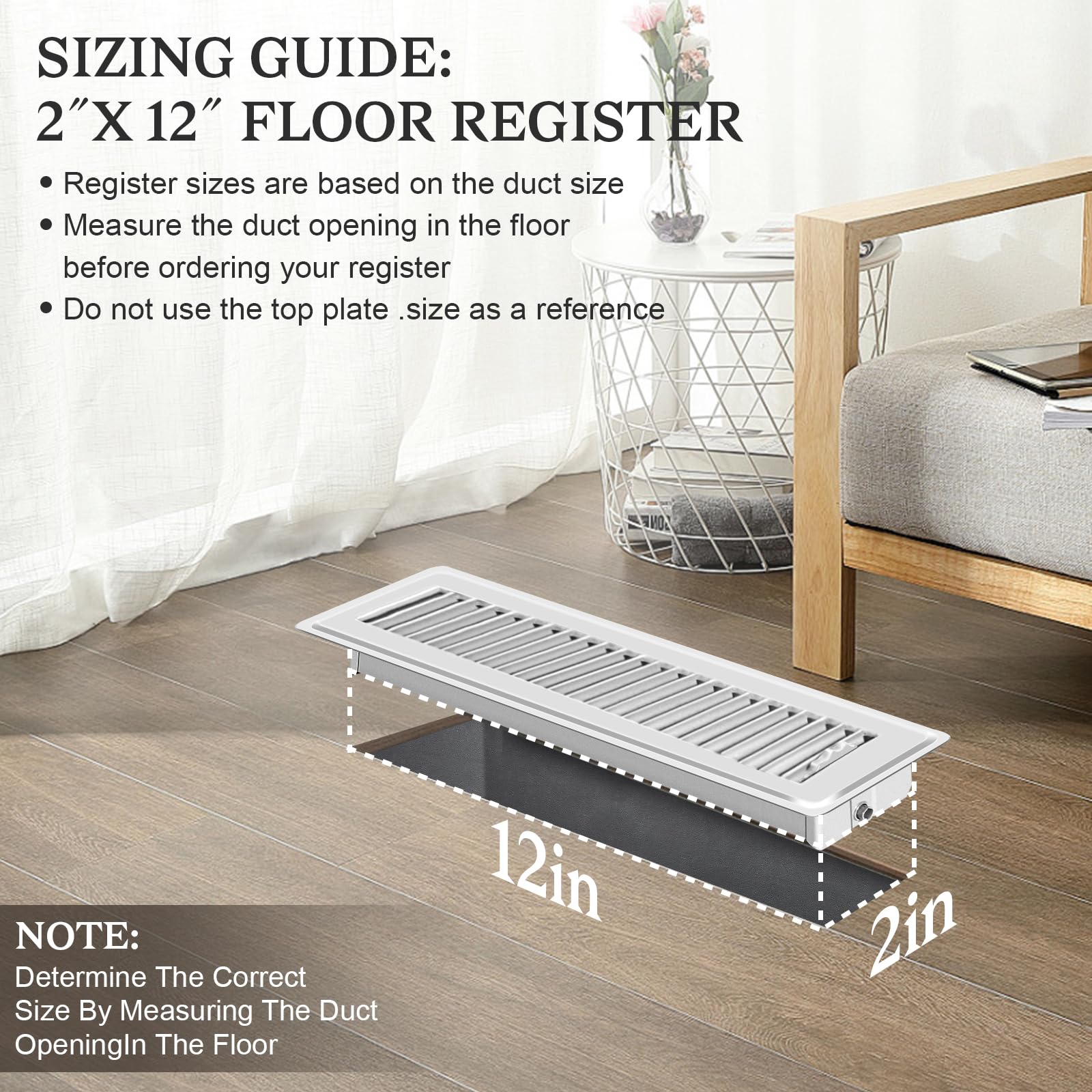 Snapklik.com : 1 PCS Floor Vents Floor Registers 2x12 Inch, Heavy Duty ...
