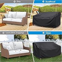 Vista 6 de Mrrihand Funda impermeable para sofá de patio de servicio pesado, funda para sofá de exterior de 3 plazas, funda para muebles de patio al aire libre