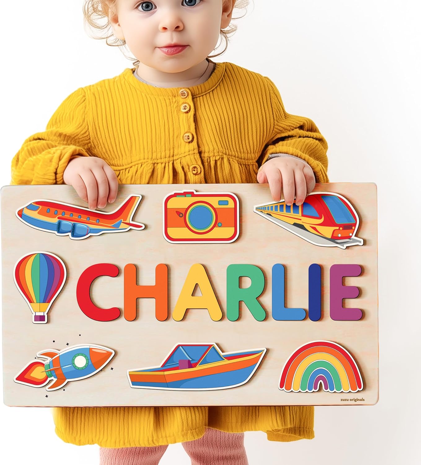 Personalize Busy Board, Name Puzzle,1 Year Old Girl and Boy Kid Gifts, Customized Baby Gift, Montessori Educational Name Toy, Wood Puzzle 1-3