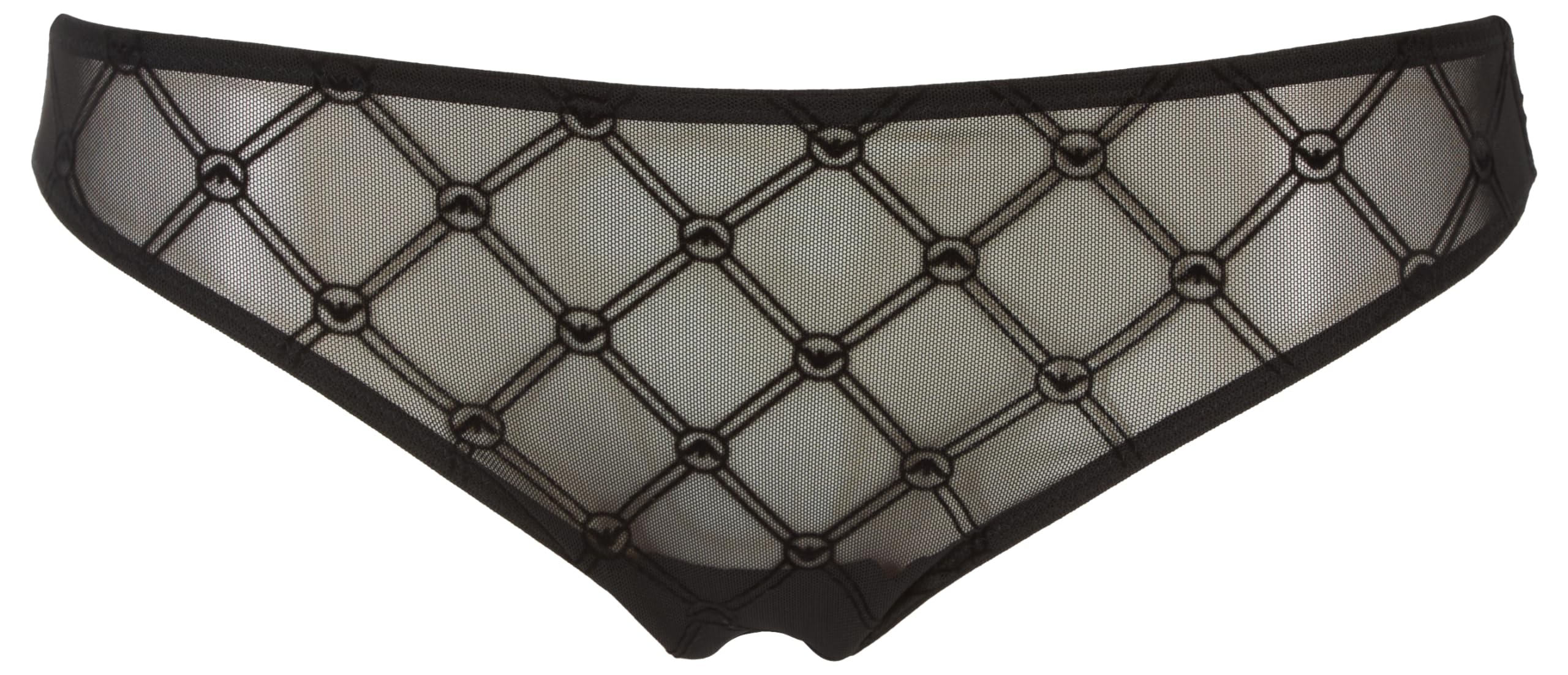 Emporio Armani Women's ALL OVER MESH MONOGRAM BRASILIAN Underwear, NERO,