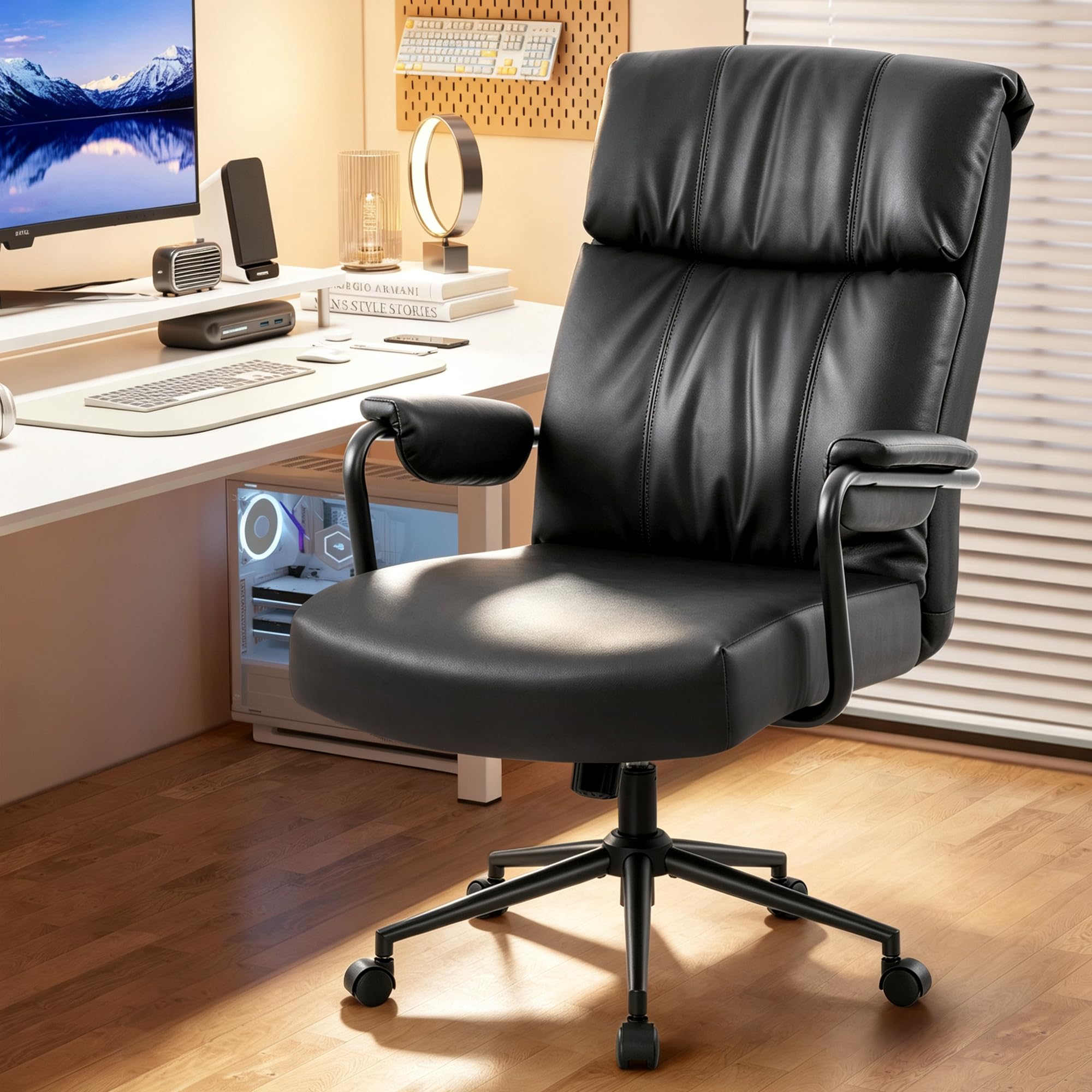 IWMH Office Chair for Home, Desk Chair with Lumbar Support High Back Black