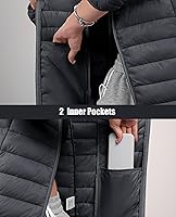 Vista 7 de MAGCOMSEN Chaqueta acolchada ligera para mujer, con 3 bolsillos, con cremallera, cuello alto, abrigo de forro polar de invierno