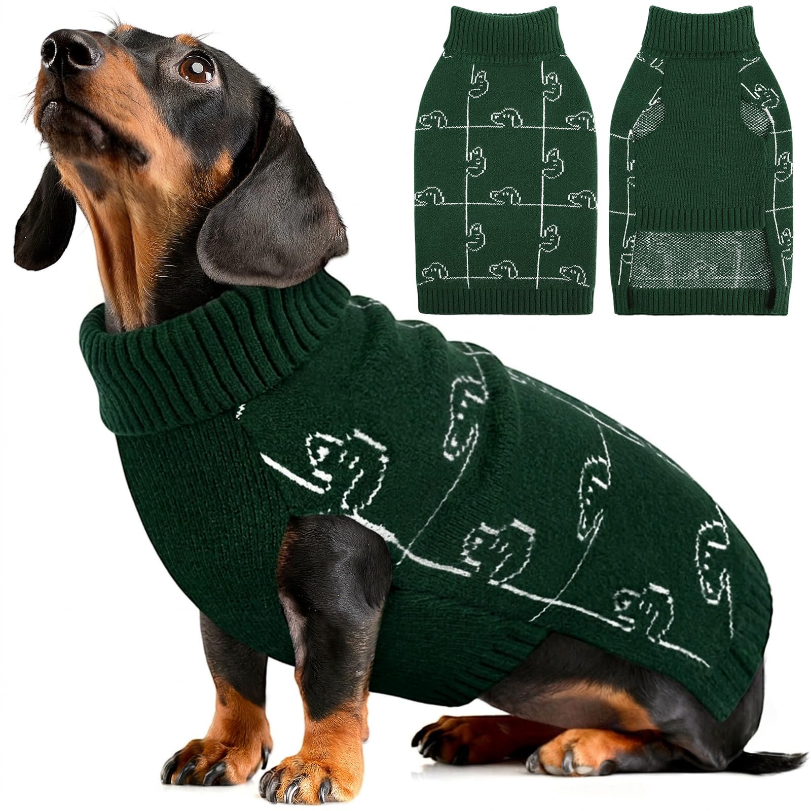 AOFITEE XS Dog Jumper Small Jumper for Dogs Puppy Knitted Jumpers, Green