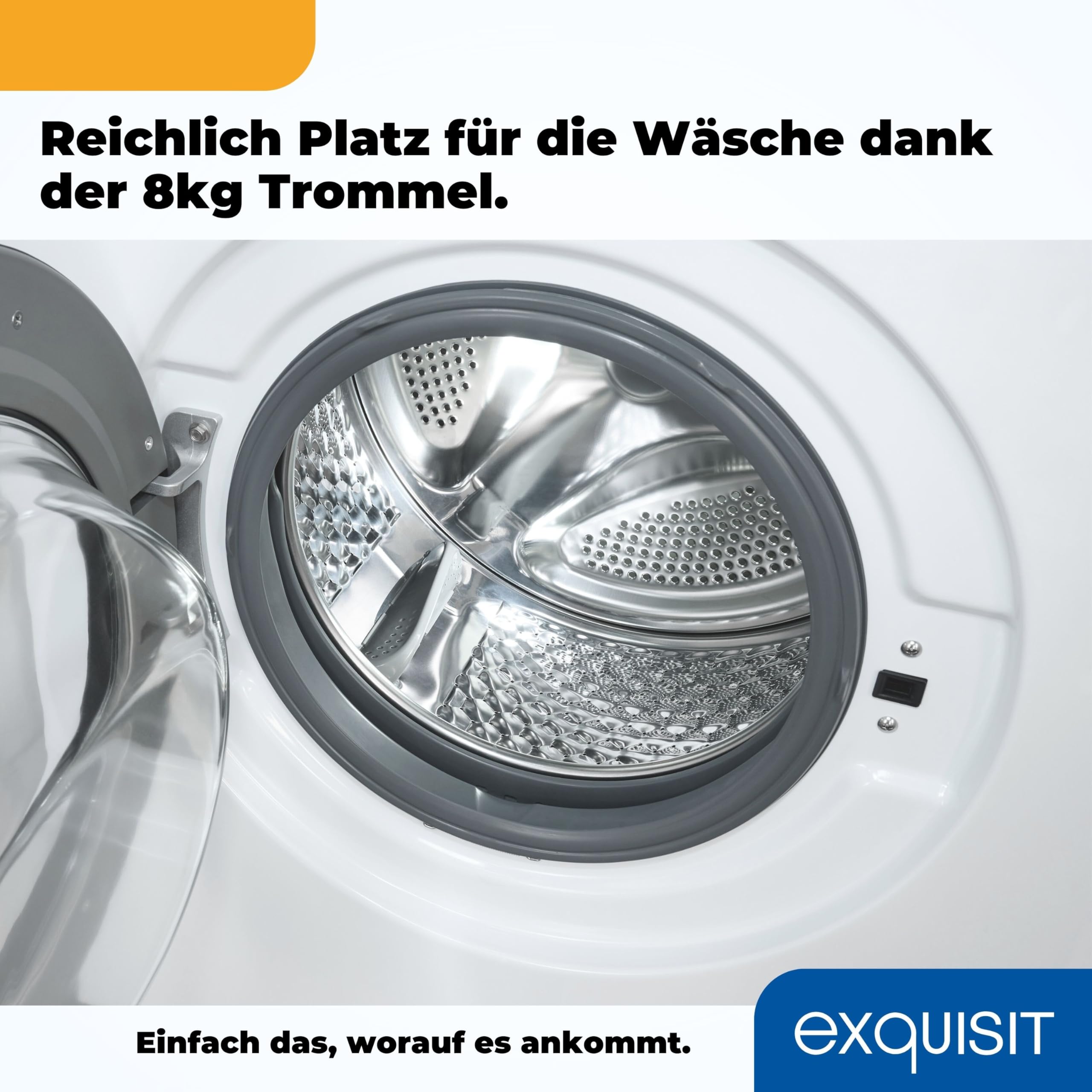 Exquisit Waschmaschine WA8014-020A Weiss - 8 kg - Energieklasse A | 1400 U/min Schleuderdrehzahl - 12 Programme - Startzeitvorwahl - Trommelreinigung - Sicherer Betrieb mit Kindersicherung