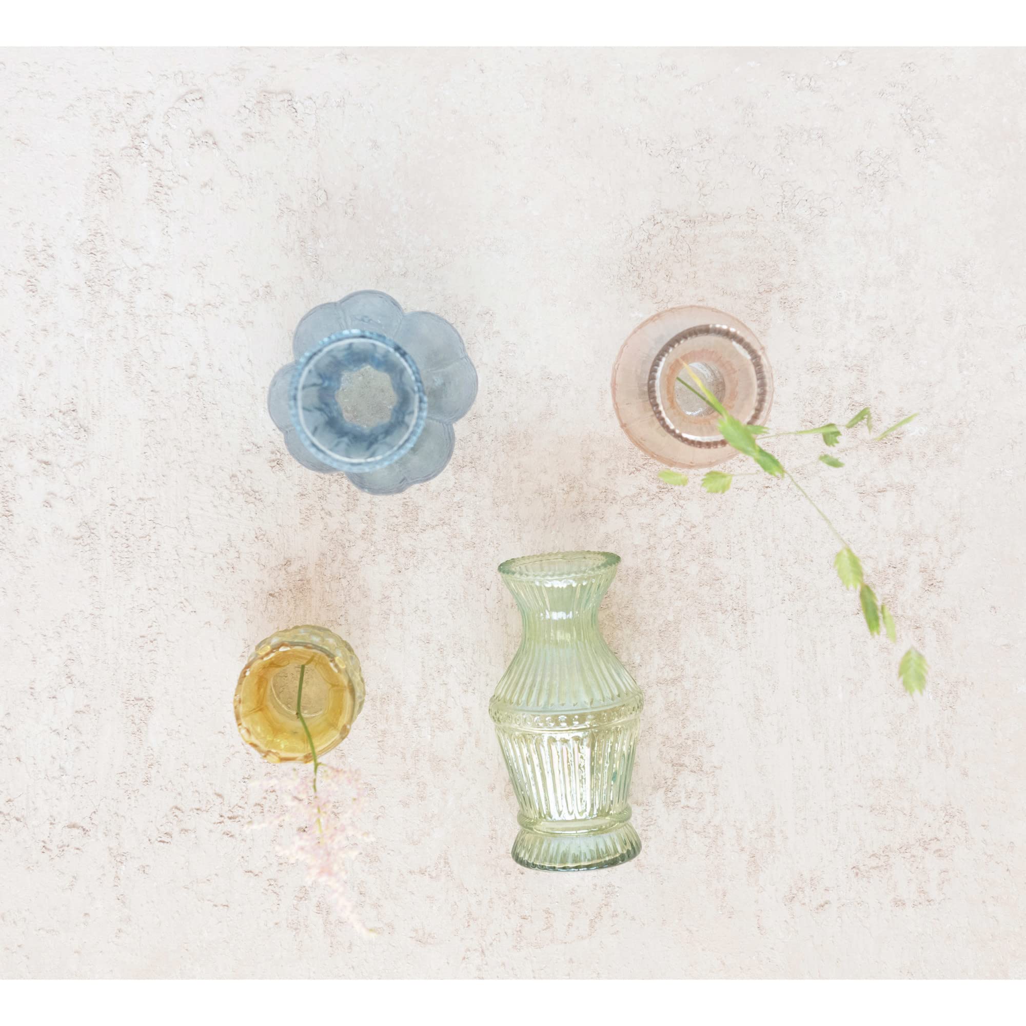 Creative Co-Op Set Mit 4 Mundgeblasenen Glasvasen – Mehrfarbig, Handgefertigt, Höhe 10–15 Cm