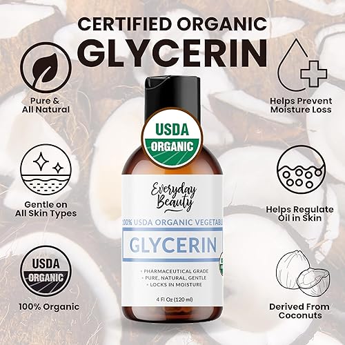 Miniatura 2 de Glicerina 100% orgánica, para piel y cabello, grado alimenticio, certificado por USDA, no de aceite de palma, hidratante perfecto para la piel y el