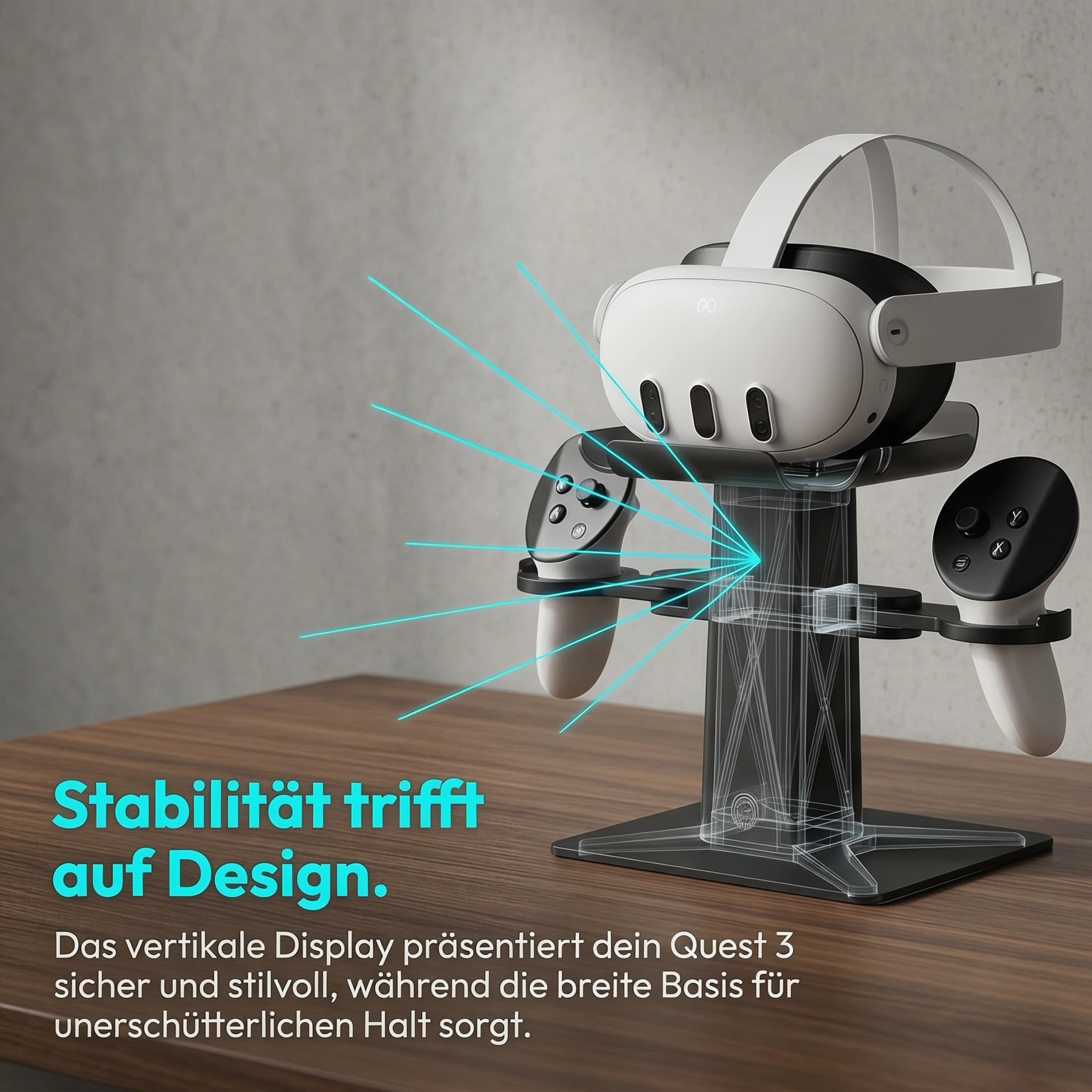 Ladegerät für Meta Quest 3S/Quest 3/Quest 2 Zubehör, Ladestation mit LED/RGB-Beleuchtung, für Controller und VR-Zubehör, Typ-C Ladeanschluss