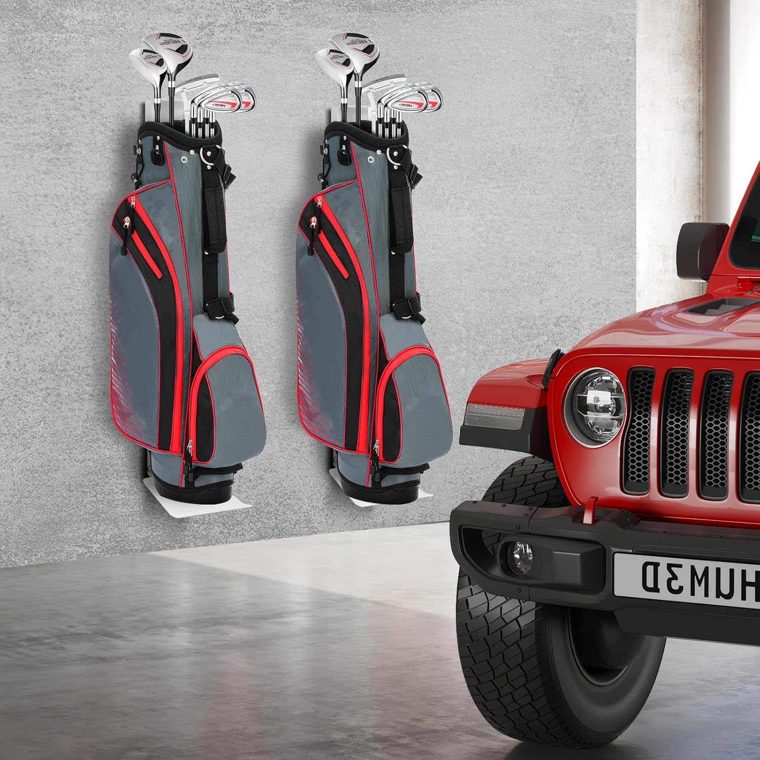 Wall Mount Golf Bag Storage Rack for Garage with Air Spring Sliding System, Space-Saving Golf Bag Holder for Wall, Golf Storage Stand Organizer for Golfing Clubs, Home, Basement