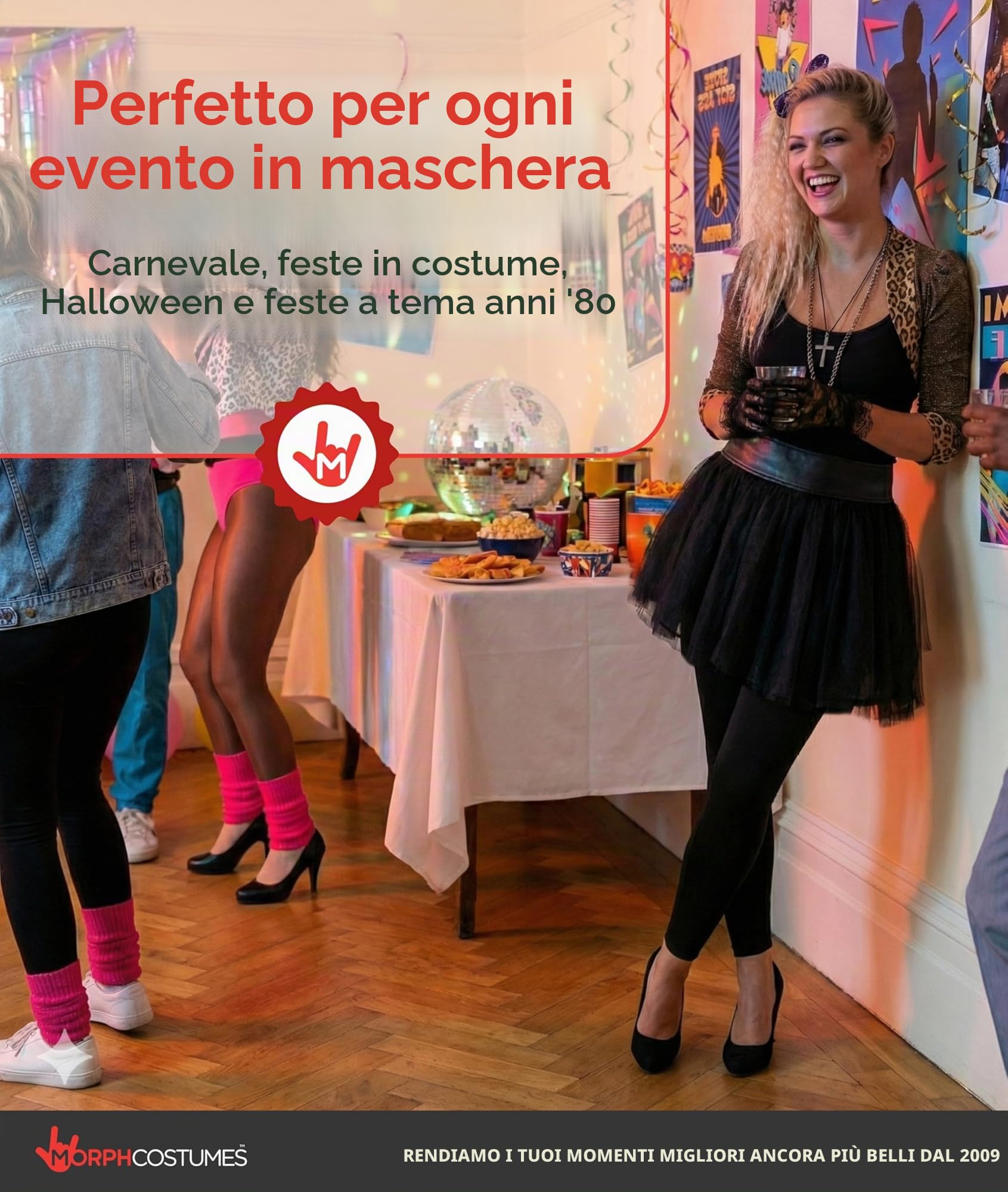 Fun Shack Costume Donna Anni '80 – Vestito Cantante Pop con Gonna Tulle, Giacca Leopardata e Accessori – Abito Carnevale, Festa a Tema, Look Vintage Anni '70 '84 XL