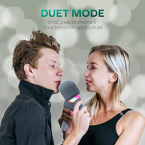 Miniatura 7 de Coby LED Karaoke Microphone  5 Super Fun Light Modes  4 Funny Voice-Changing Mode  True Wireless Mode for Duets  Bluetooth Singing & Recording Mic