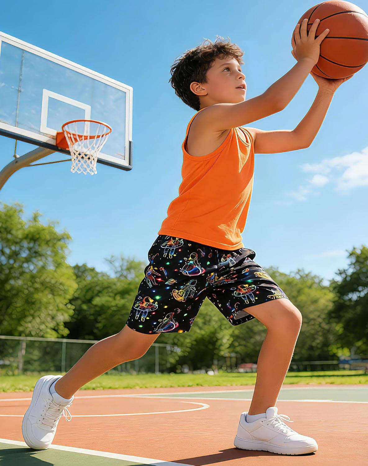 Lovekider 5-16 Years Boys Swim Trunks with Compression Liner Waterproof Quick Dry Swimwear Bathing Suits - Image 2