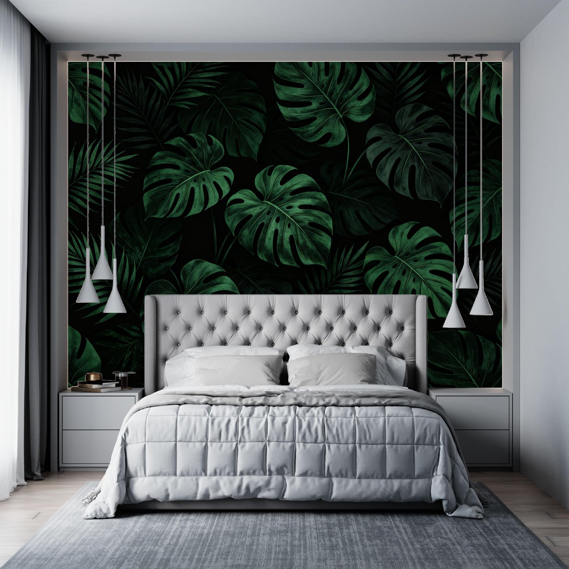 Papier peint monstera autocollant décoration murale rustique vintage salon grand format 200x300cm