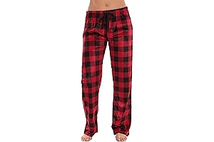 Silky Fleece Buffalo Plaid Pajama Pants for Women