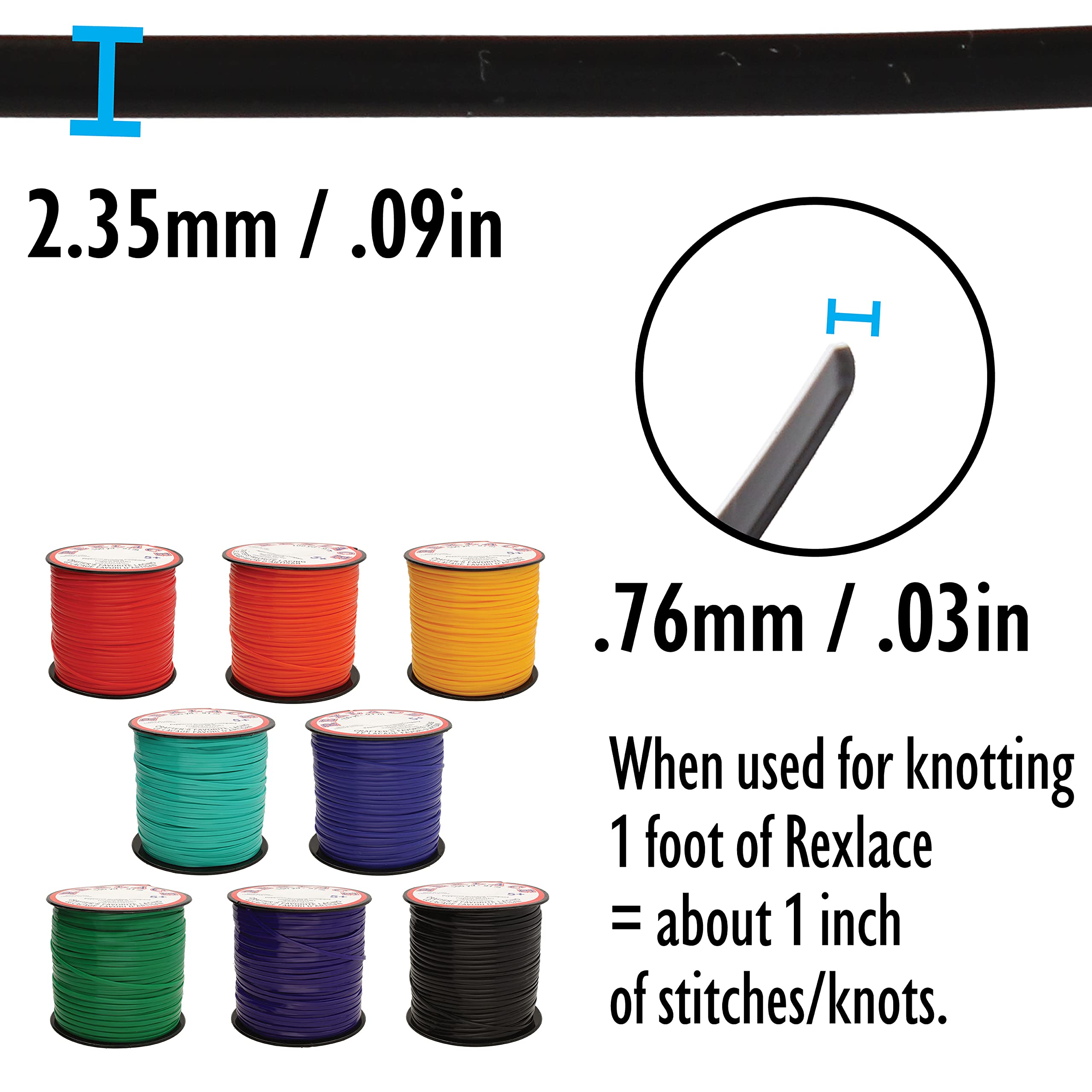 Rexlace Lacets plats en plastique – Sans latex et non toxique – Mélange de couleurs primaires – 8 couleurs assorties – 1,9 m de large x 0,6 m de long, bobines de 91,4 m de long – Utilisés pour créer