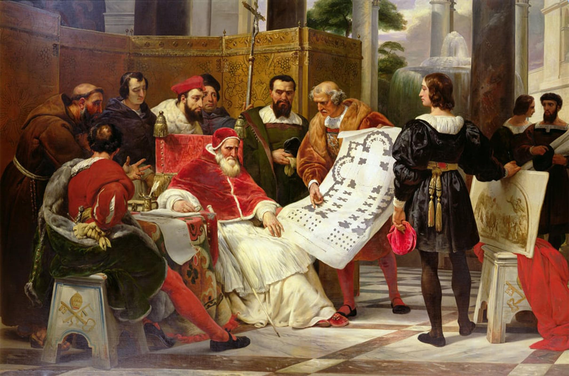 POSTERIIk Vintage Art Print Images Pictures Print Julius Ii Ordering Bramante by Emile Jean Horace Vernet Modern Colour Posters for Office Home Decor 60x90cm
