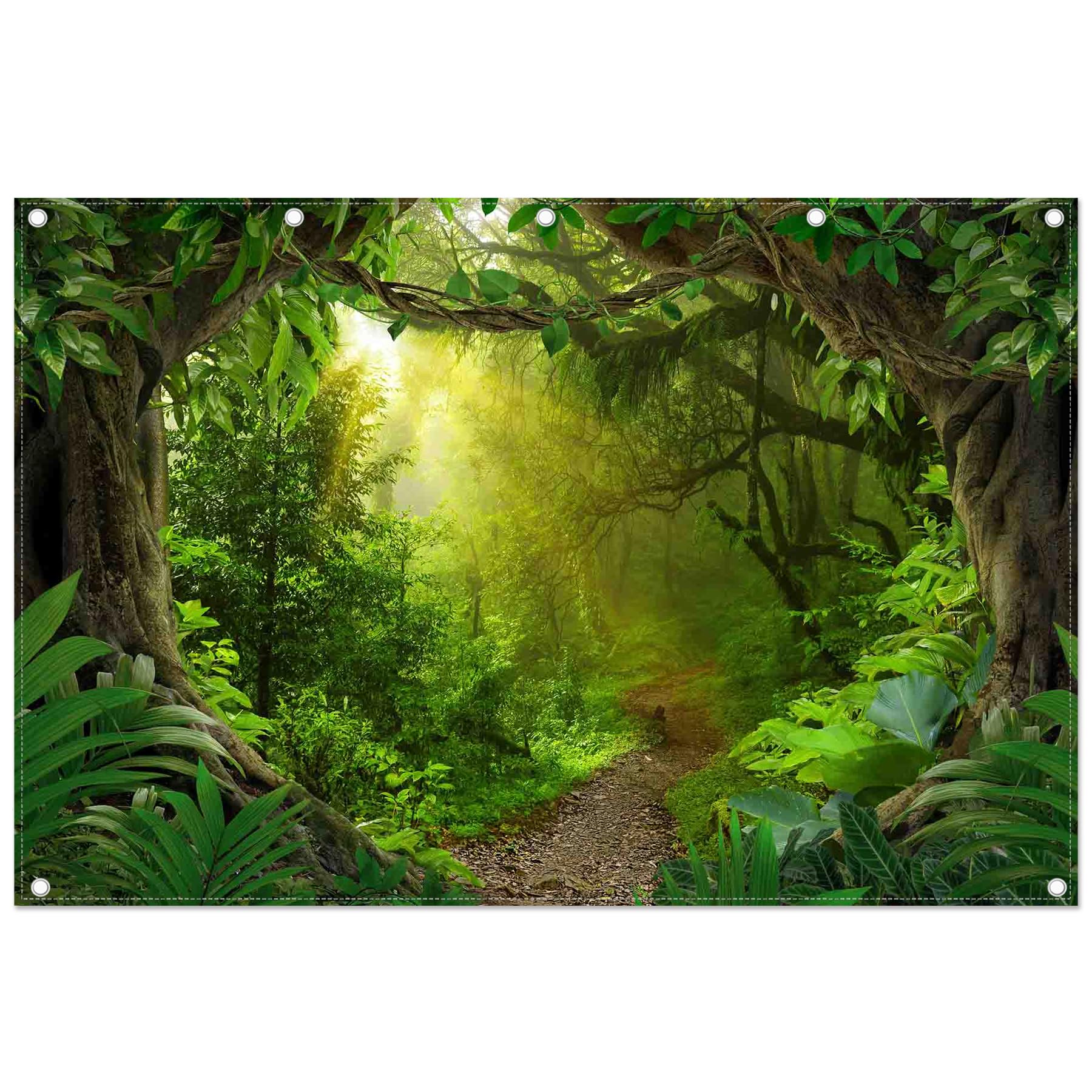 Swepuck 12x8ft Jungle Forest Photography Backdrop Tropical Rainforest Natural Scenery Background Safari Kids Adults Party Decoration Photo Booth Props