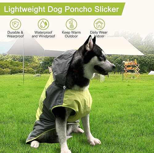 Miniatura 7 de Impermeable para perro, chaqueta impermeable para perro, chaqueta reflectante para perro con capucha, poncho ligero para perro, abrigo de lluvia