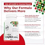 PlantVital Coenzyme Q10 - Fabriqué au Canada - 400mg (2 gélule par jour) - CoQ10 Supplément - Soutien à la santé cardiovasculaire - Capacité élevée - Aide à réduire la fréquence de la migraine - 45 Nombre de jours d ' approvisionnement - 90 Capsules