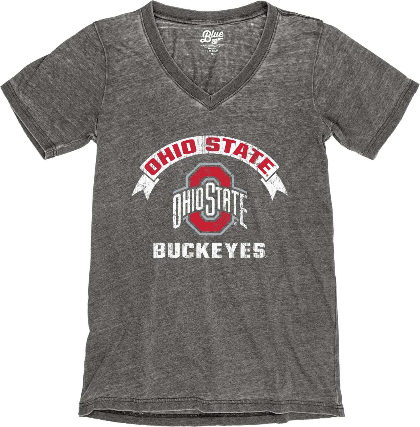 Blue 84 T-Shirt pour Femme sous Licence Officielle NCAA Burnout Vintage Scholar