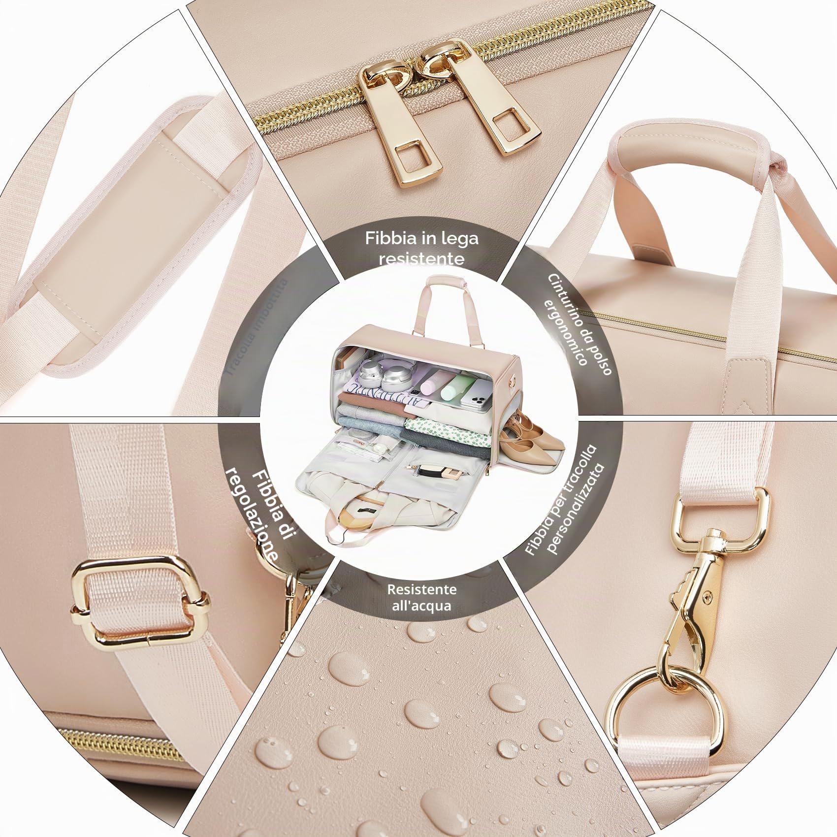 Moulyan - Borsone da viaggio convertibile con scomparto per scarpe, 3 in 1, impermeabile, con tracolla, per uomo e donna
