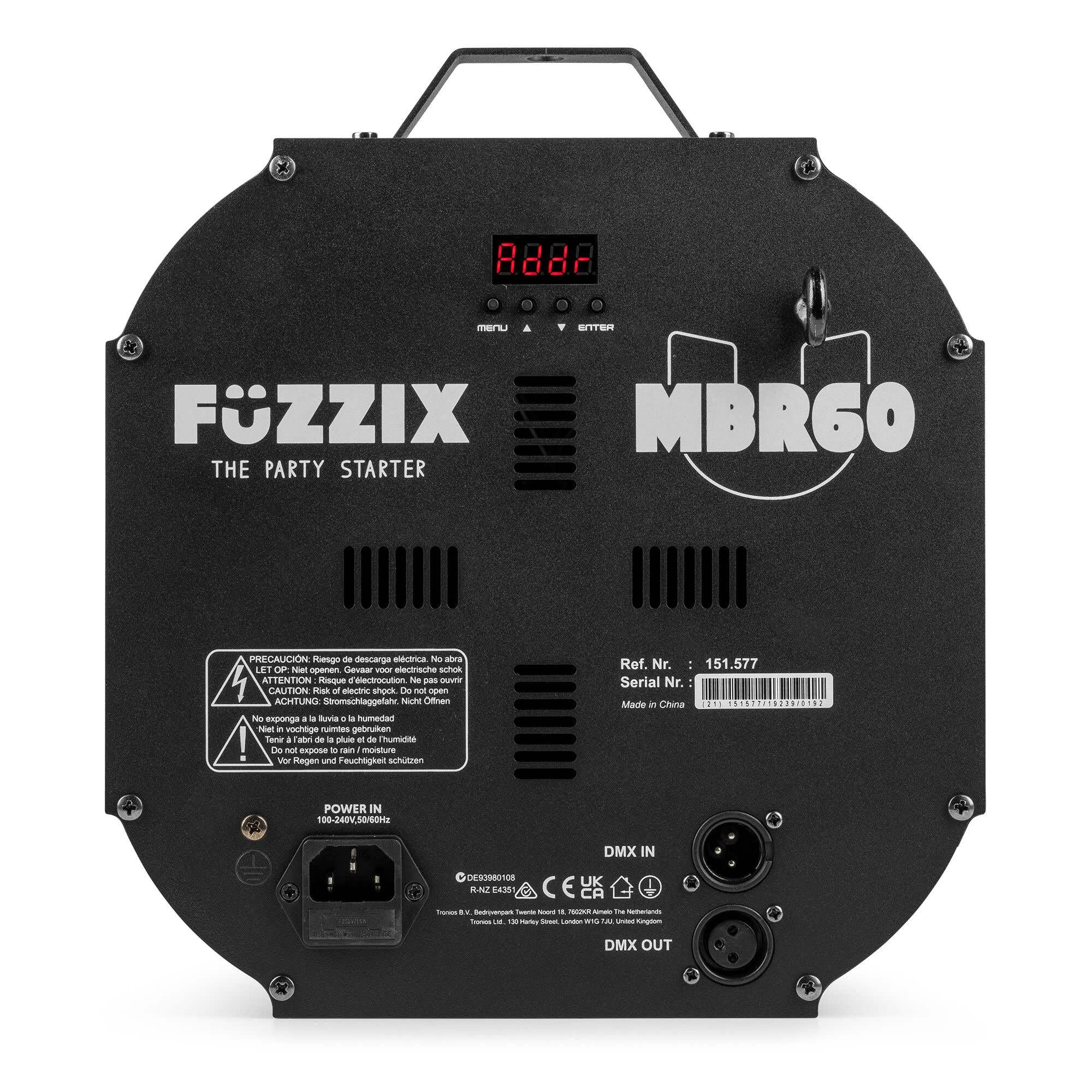 Fuzzix MRB60 - Réflecteur 6 Disques Miroirs Rotatifs - DMX 4 Canaux, Modes Automatiques, 37 Miroirs, Etrier de Fixation, Idéal pour Animer Les Soirées à Thème