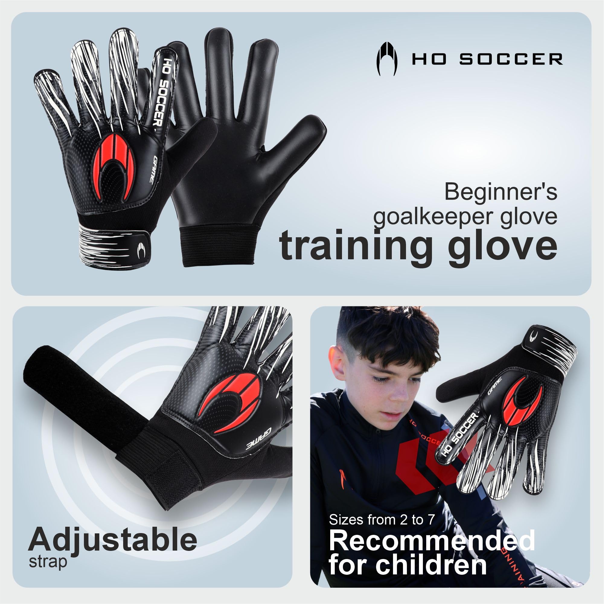 HO Soccer Game Black Rękawice bramkarskie, unisex dzieci, czarny/czerwony