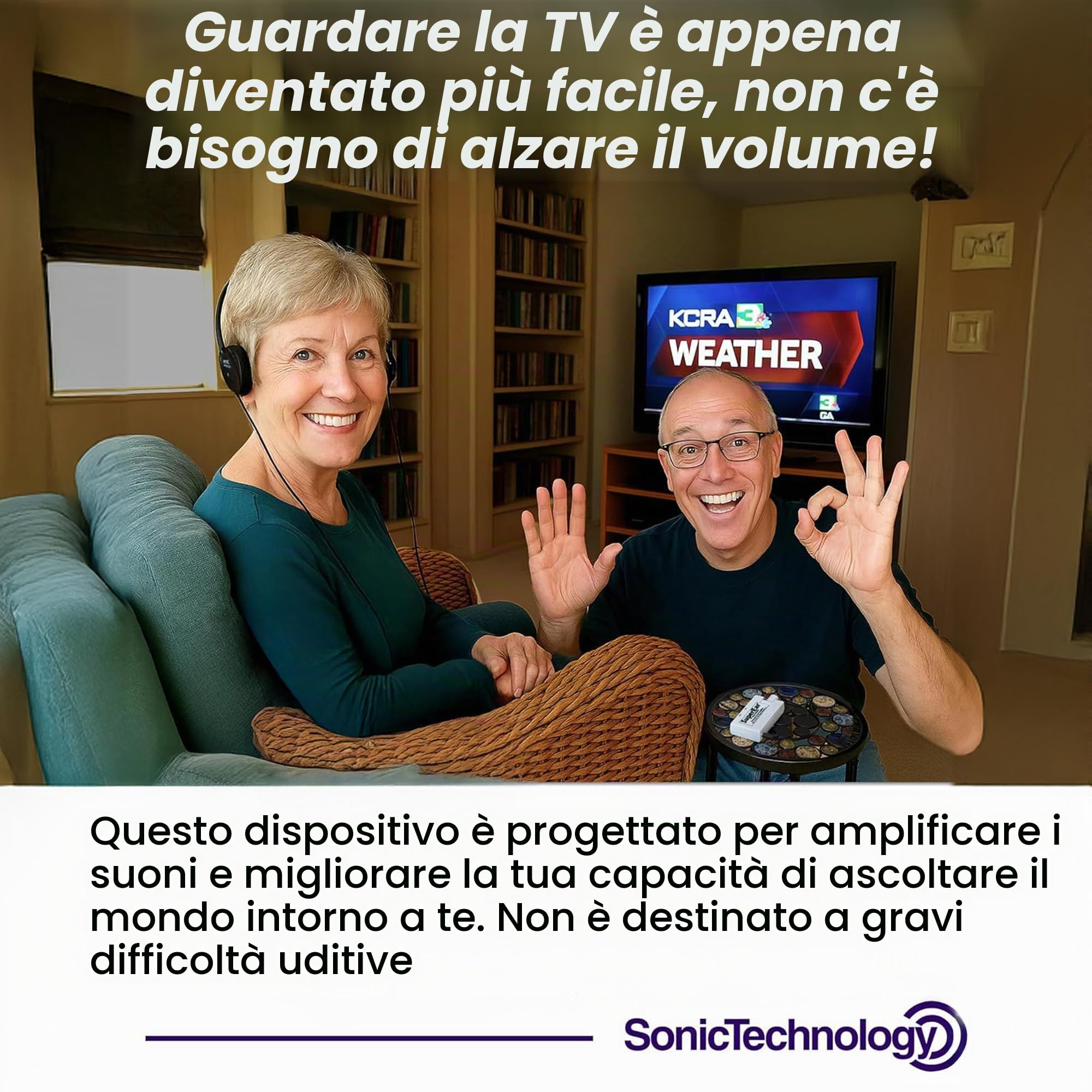 Amplificatore audio personale SuperEar modello SE5000 (PSAP), guadagno 50 dB, amplificatore audio tascabile portatile con cuffie, auricolari, controllo volume tattile on/off