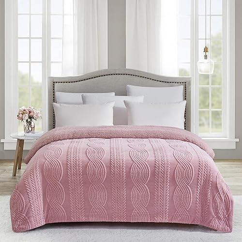 Miniatura 8 de Manta Sherpa para sofá y sofá de 90 x 80 pulgadas, manta de forro polar mullida, suave y acogedora para cama, manta gruesa y cálida para todas las