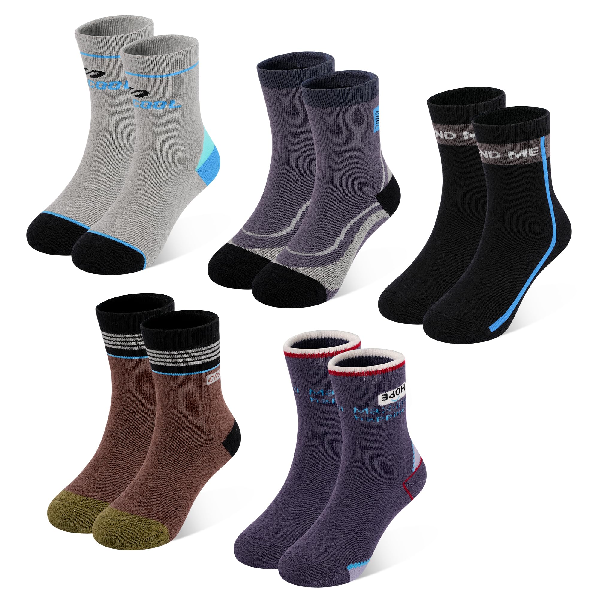 ZERULETS Kids Socks Boys Socks Thermal Hiking Warm Winter Boot Cotton Crew Sock for Kids Toddler Children 1-12 Years