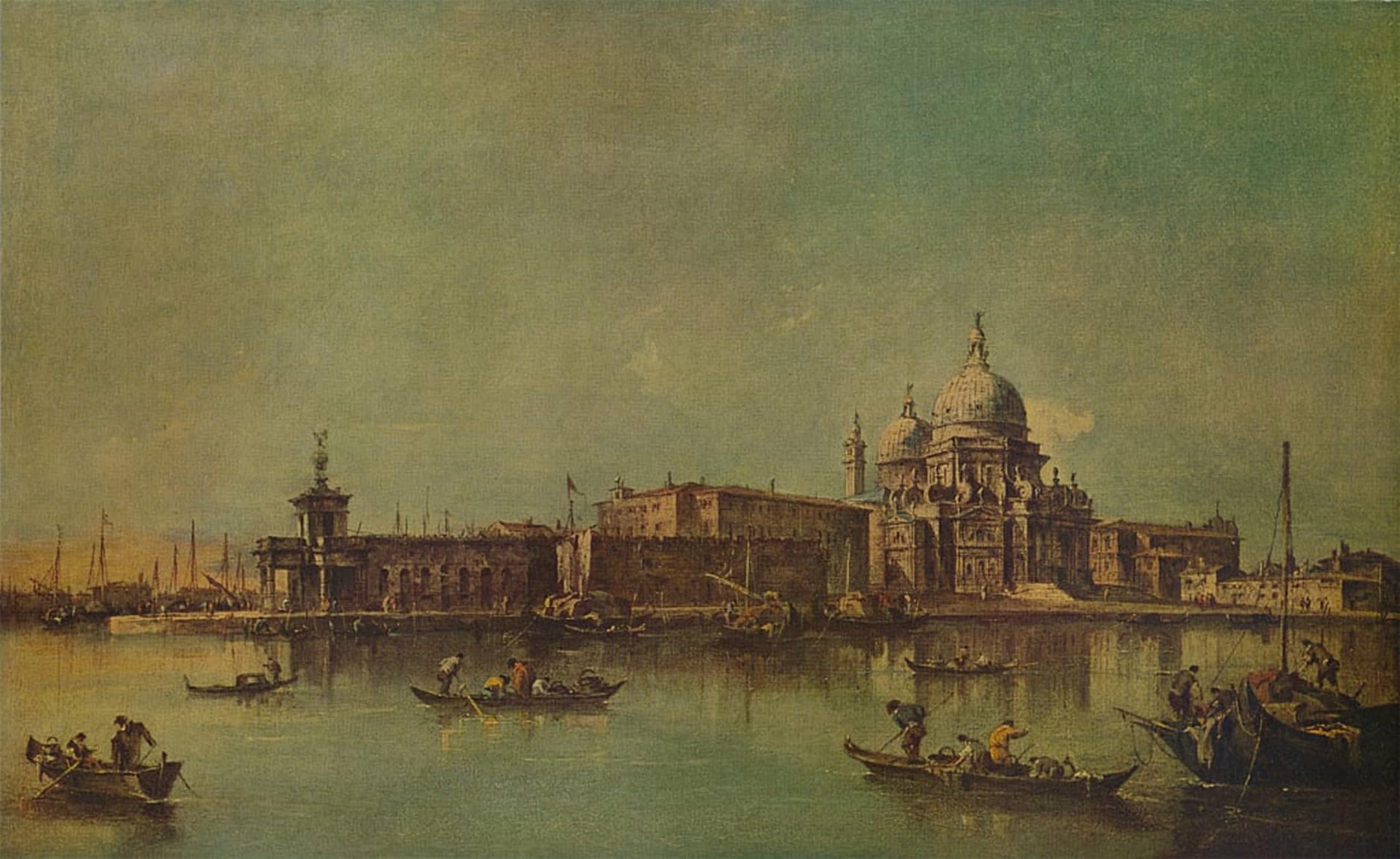 SERENDIPITP Vintage Picture Print on Canvas Wall Art Poster the Dogana and Salute by Francesco Guardi Artwork Print Poster for Wall Decor 60x90cm