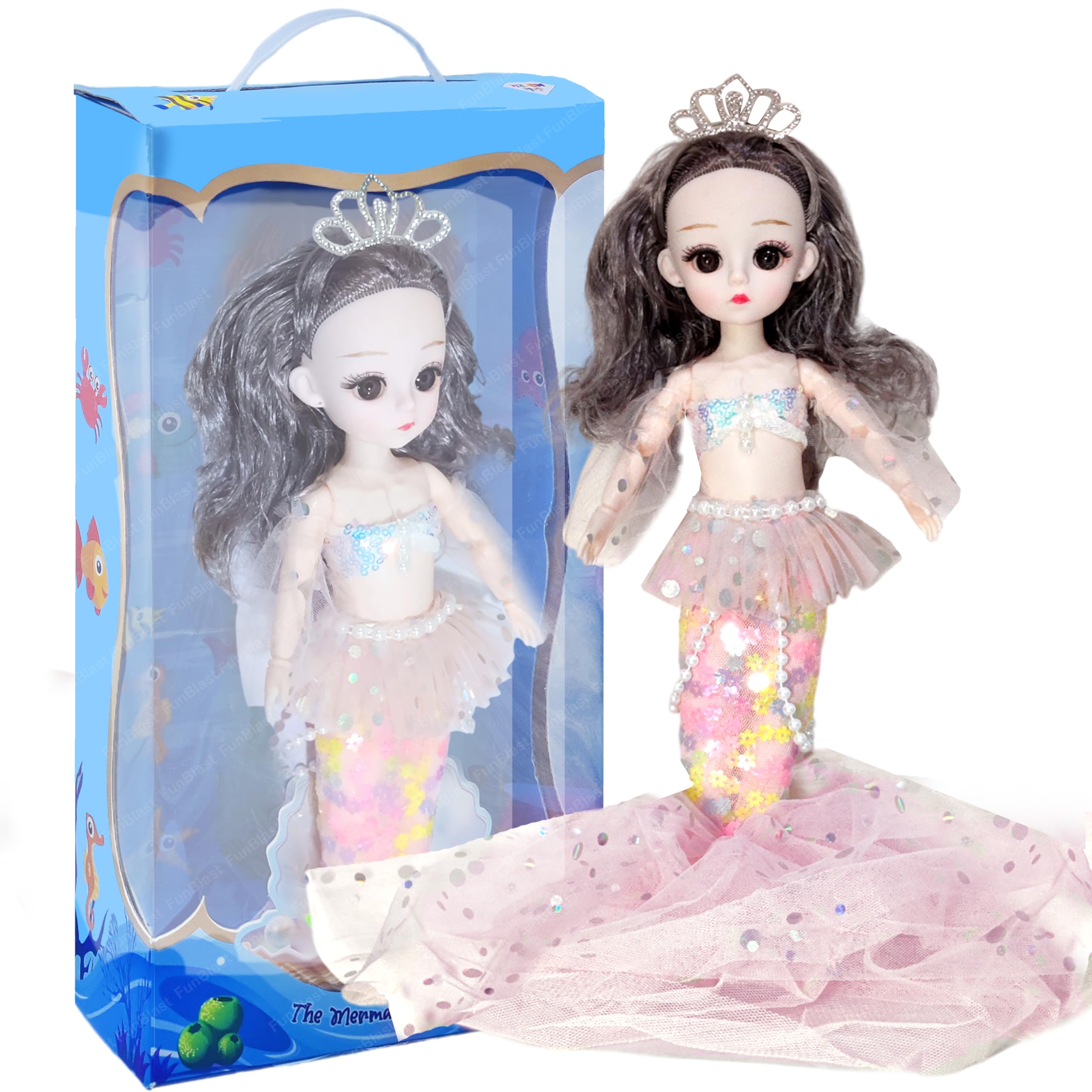 FunBlast Mermaid Doll Toys for Kids – 30 CM Cute Realistic Dolls for Girls, Cute Dolls for Girls, Doll Toys for Kids, Doll Accessories – Dress Color May Vary (B0CLNTJRDY) Amazon Price History, Amazon Price Tracker