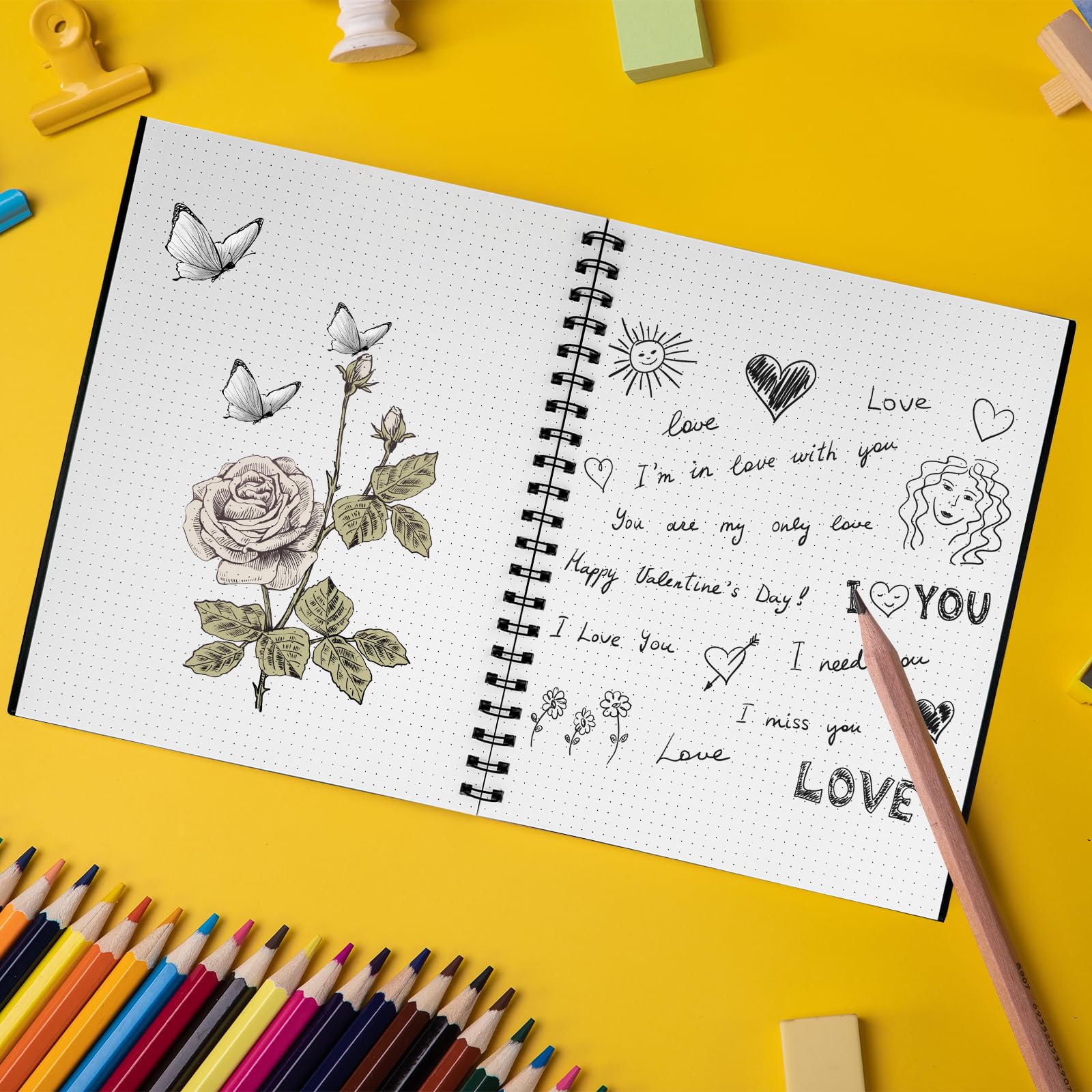 Ouzoustate Cuaderno de espiral con puntos de bala de 8.5 x 11 pulgadas, tamaño A4, cuadrícula de puntos grandes, papel grueso de 100 g/m², 160 páginas para escribir, dibujar, mujeres, hombres,