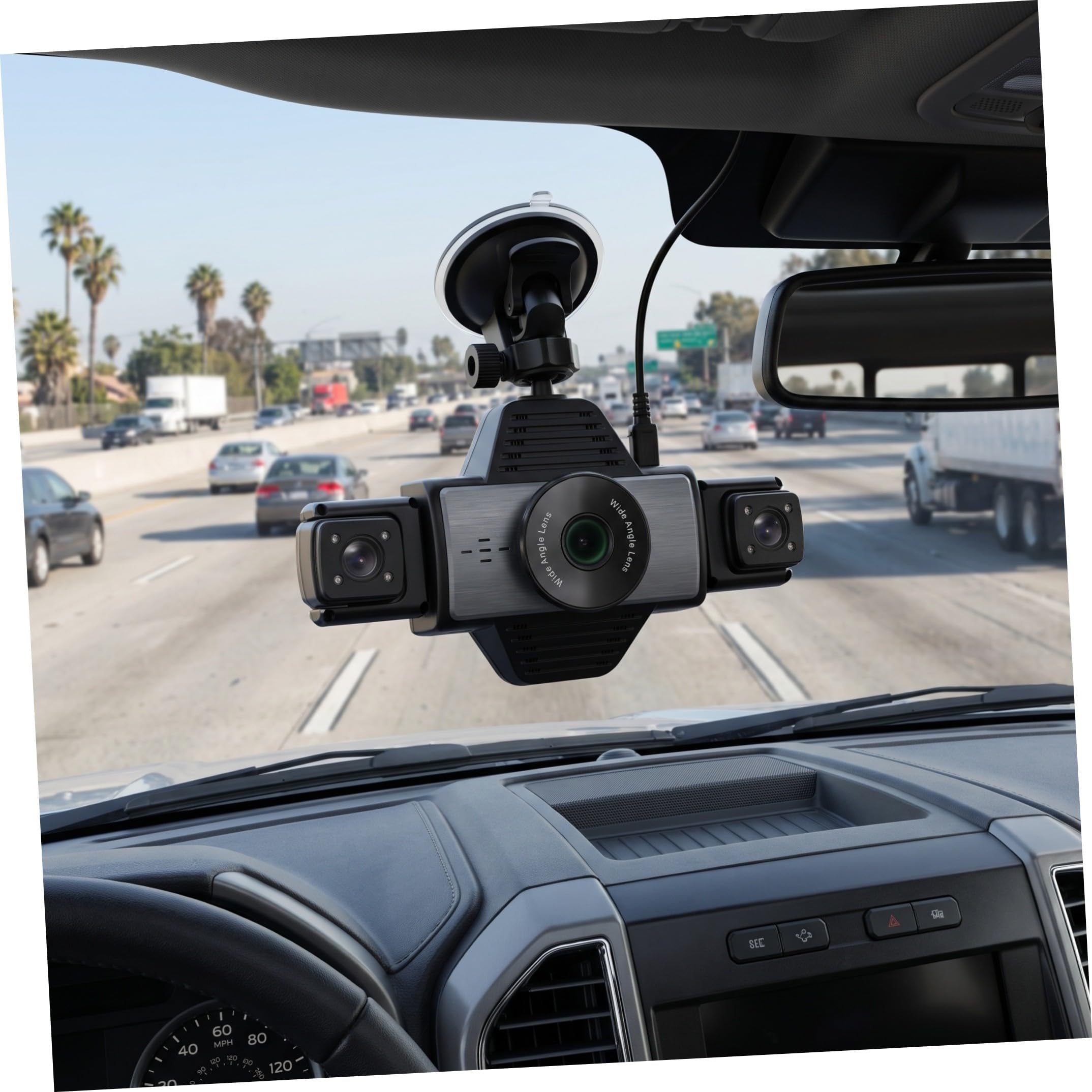 ERINGOGO Videoregistratore Auto Wifi a Cinque Vie, Visione Notturna | Registrazione Completa a Copertura , Auto Loop, Abs Nero, per Auto e Viaggio su Strada
