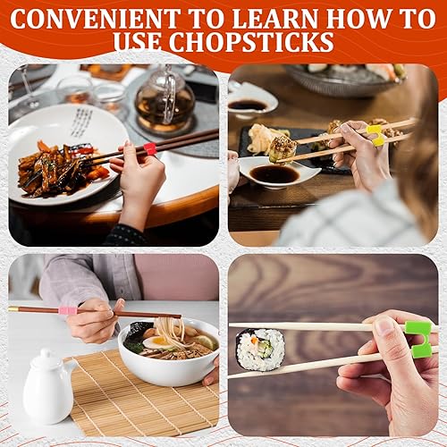 Vista 12 de Patelai 5 pares de palillos reutilizables para practicar palillos chinos para muchas edades, adultos, principiantes, entrenadores o estudiantes