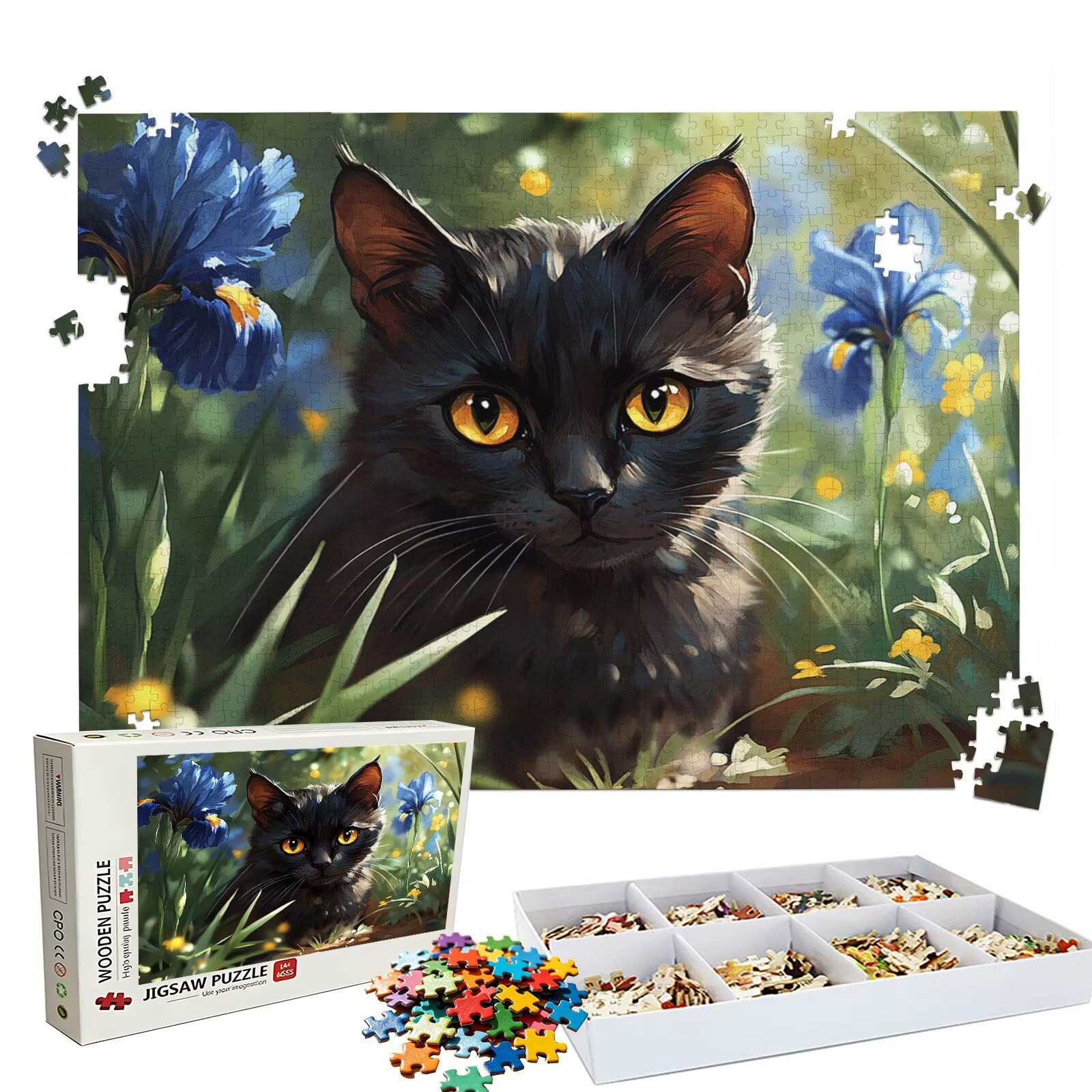 Puzzle animale gatto, Puzzle Adulti 3000 pezzi, Puzzles Legno con Squisita Scatola di Imballaggio, Rompicapo per Esperti con Incastro Perfetto, Stampa Alta Definizione, Regalo per Adulti W3H-812
