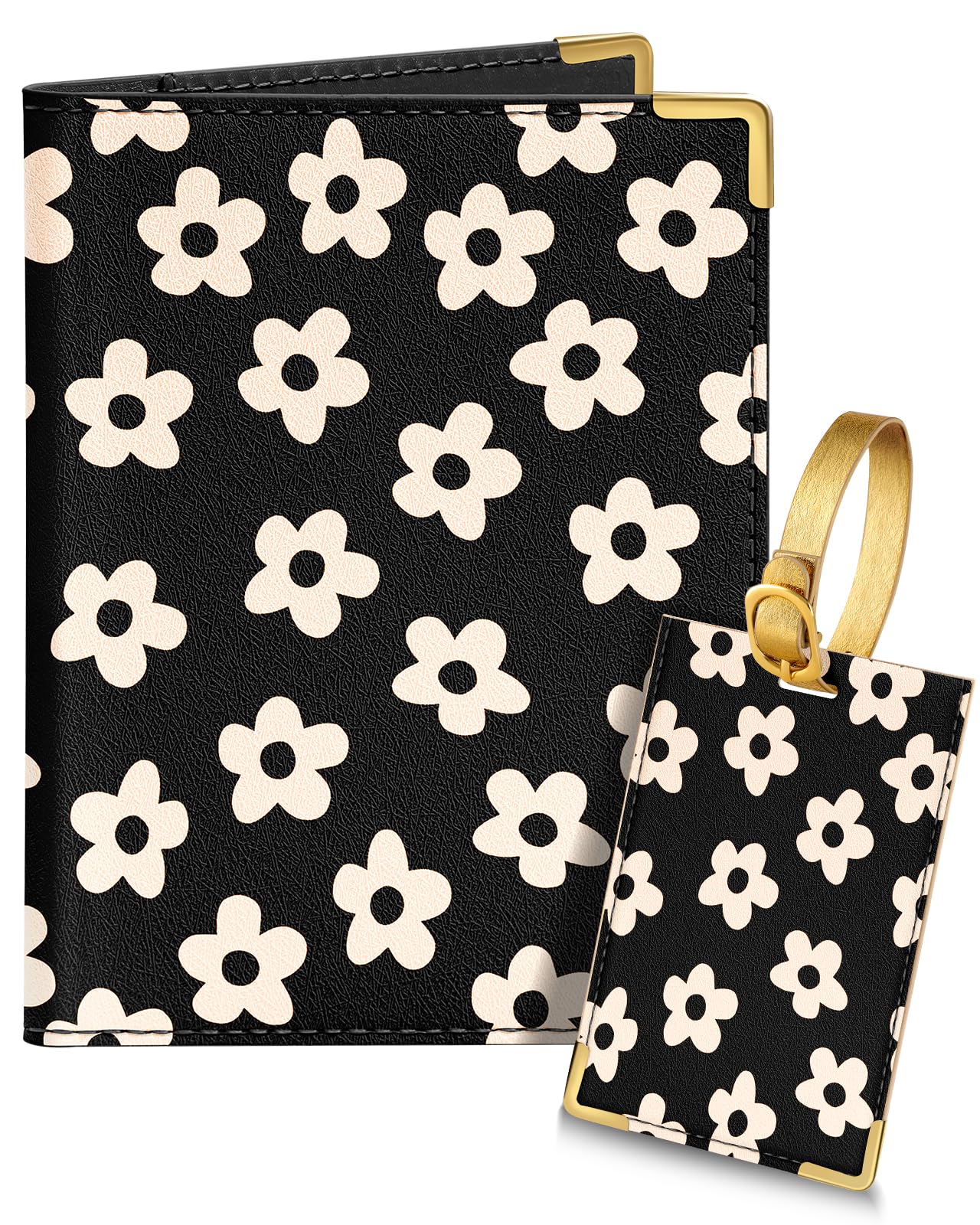 Slohif Passport Holder Lugguage Tag Set Suitcase Cover Wallet Case for Travel Women - Leather Passport Book Personalized Organizer Card Protector