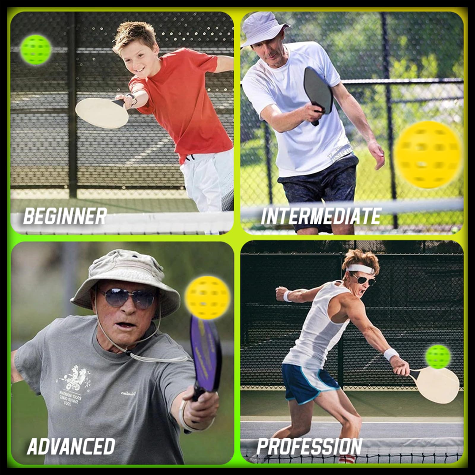 Balles de Pickleball D'extérieur, 40 Trous pour Le Sport en Plein Air, à Rebond Élevé et Durables pour Tous Les Styles de Raquette