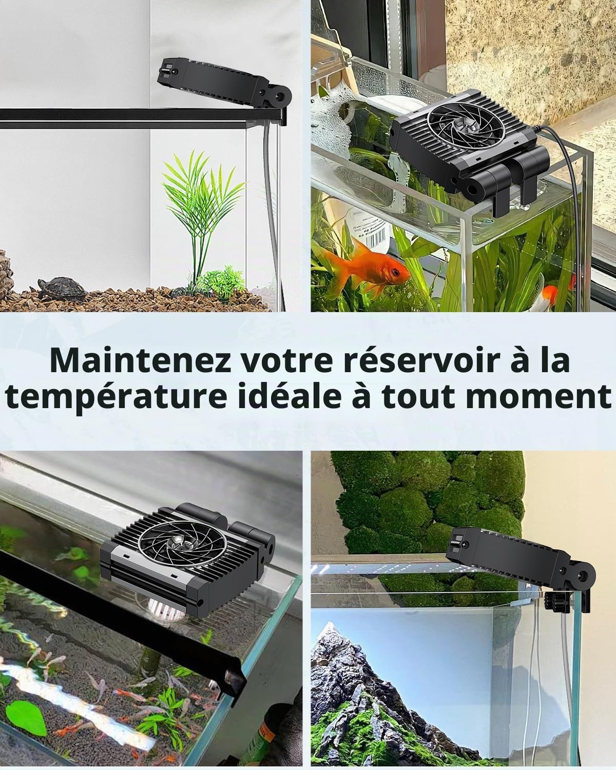 Pawfly Refroidisseur d'aquarium, d'aquarium Silencieux, Ventilateur d'aquarium avec Vitesse réglable et minuterie, Refroidisseur d'eau pour Terrarium jusqu'à 40cm de Bassin (1 Ventilateur)