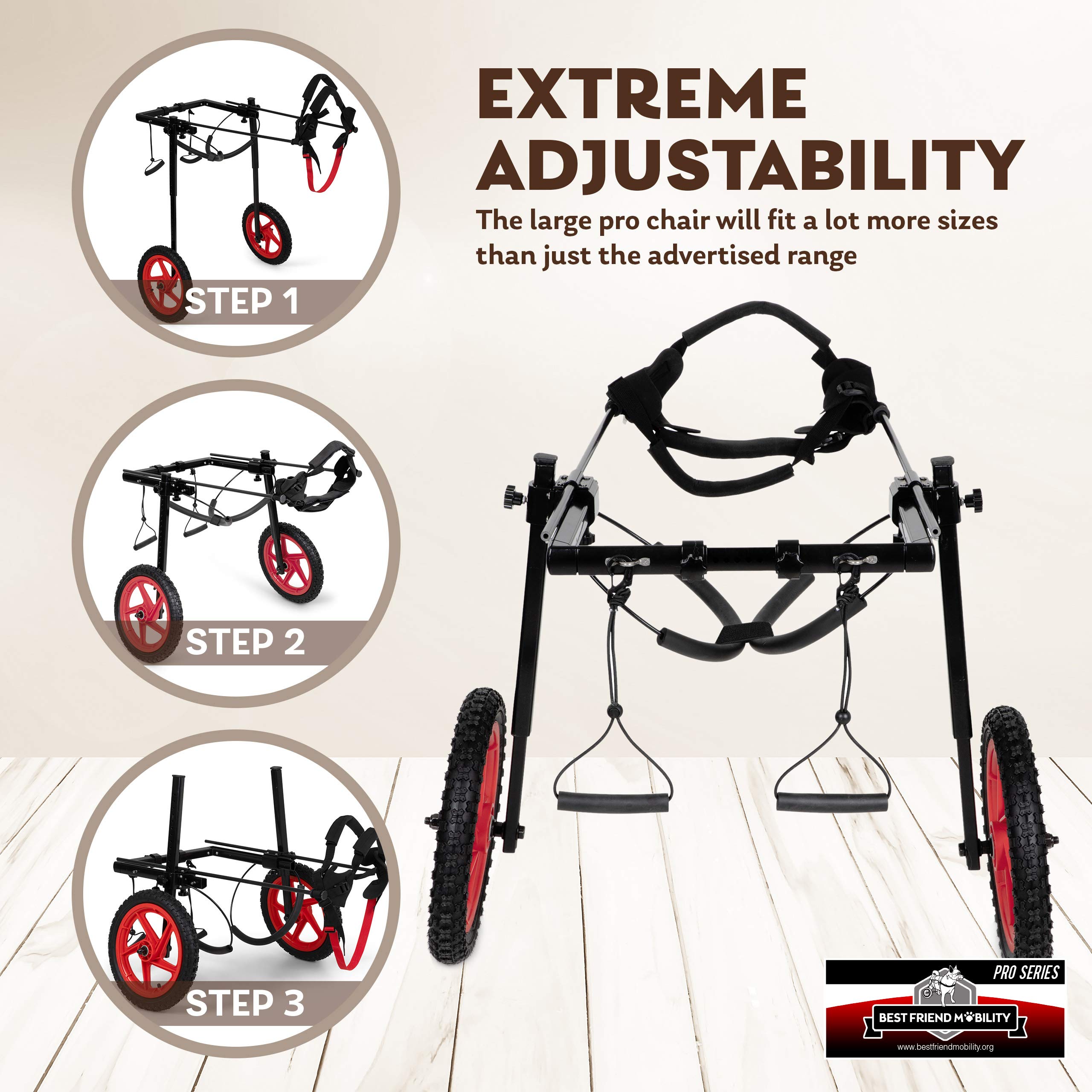 Best Friend Mobility PRO Dog Wheelchair for Back Legs Dog Cart is Easy Adjustable Choose Size