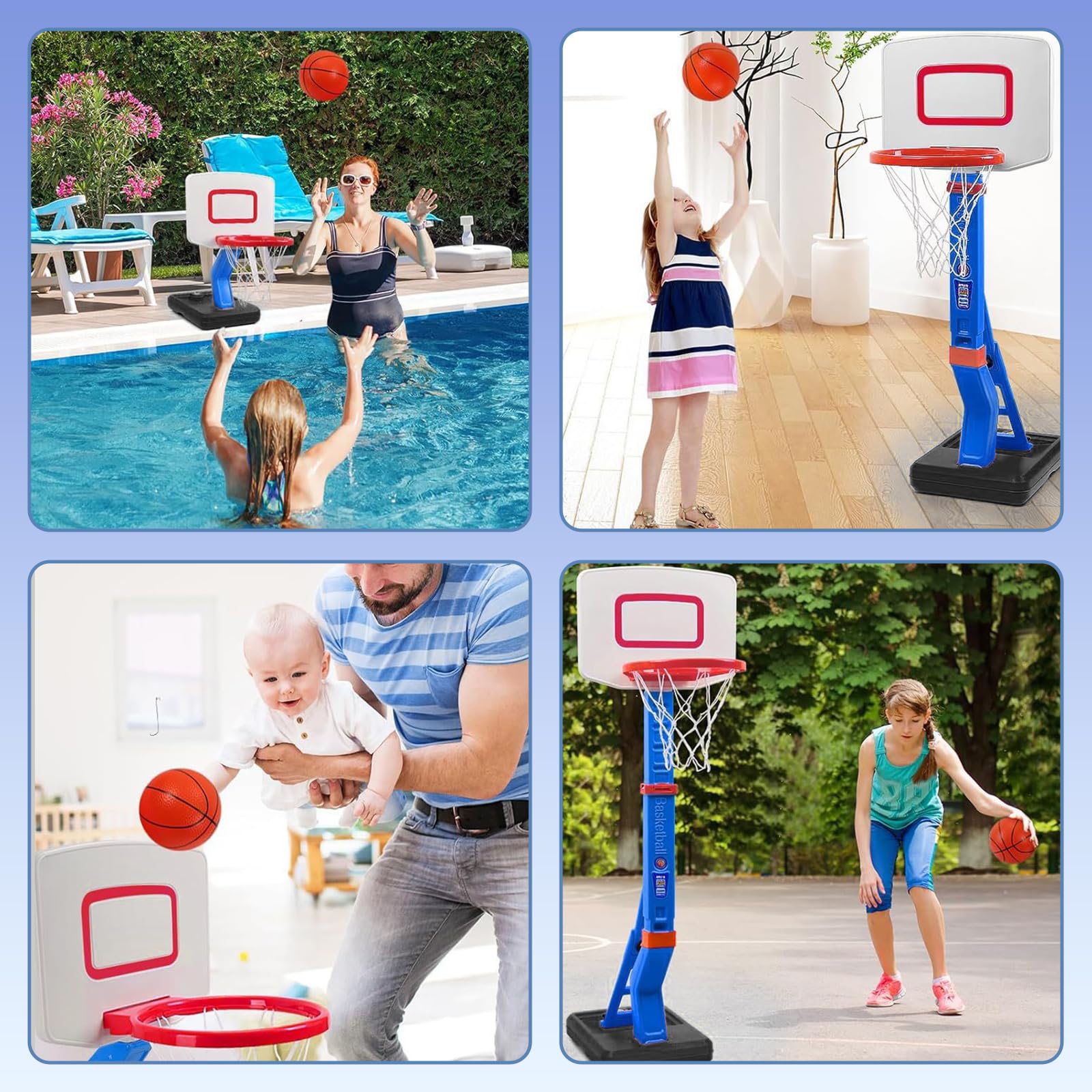 Kinder Basketballkorb mit Ständer - Höhenverstellbar von 75 bis 138cm, Tragbarer Indoor Outdoor Basketballkorb für Jungen Mädchen ab 3 Jahren - Gartenspielzeug & Spielzeug ab 3 4 5 Jahre