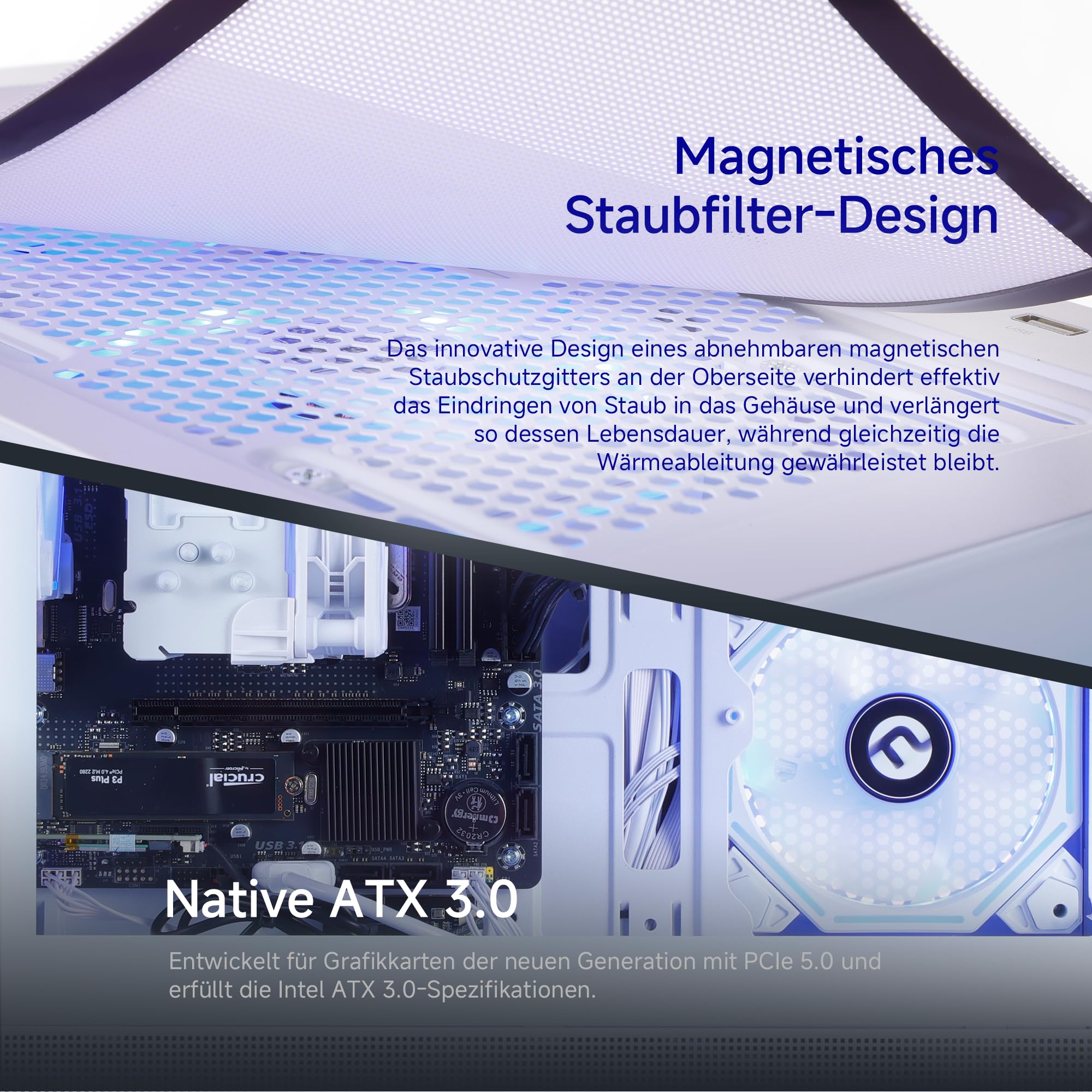 NINGMEI Leistungsstarker Gaming- & Produktivitäts-Desktop-PC mit AMD Ryzen 7 5700G, 16 GB DDR4-RAM, 1 TB NVMe-SSD, Windows 11 Home, Fertiger Tower für Gaming, Streaming und kreative Arbeiten