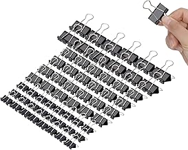 Binder Clips Metal Paper Clamps Black Binder Clips Assorted 3 Sizes，60Pcs ，Medium，Small，Mini for Office, Home, School