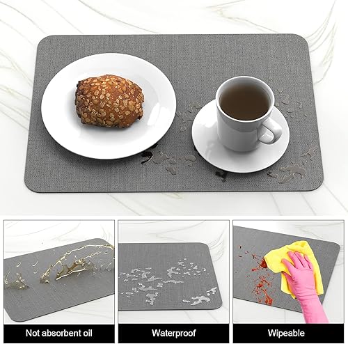 Miniatura 4 de Juego de 6 manteles individuales impermeables para mesa de comedor (juego de 6, negro)