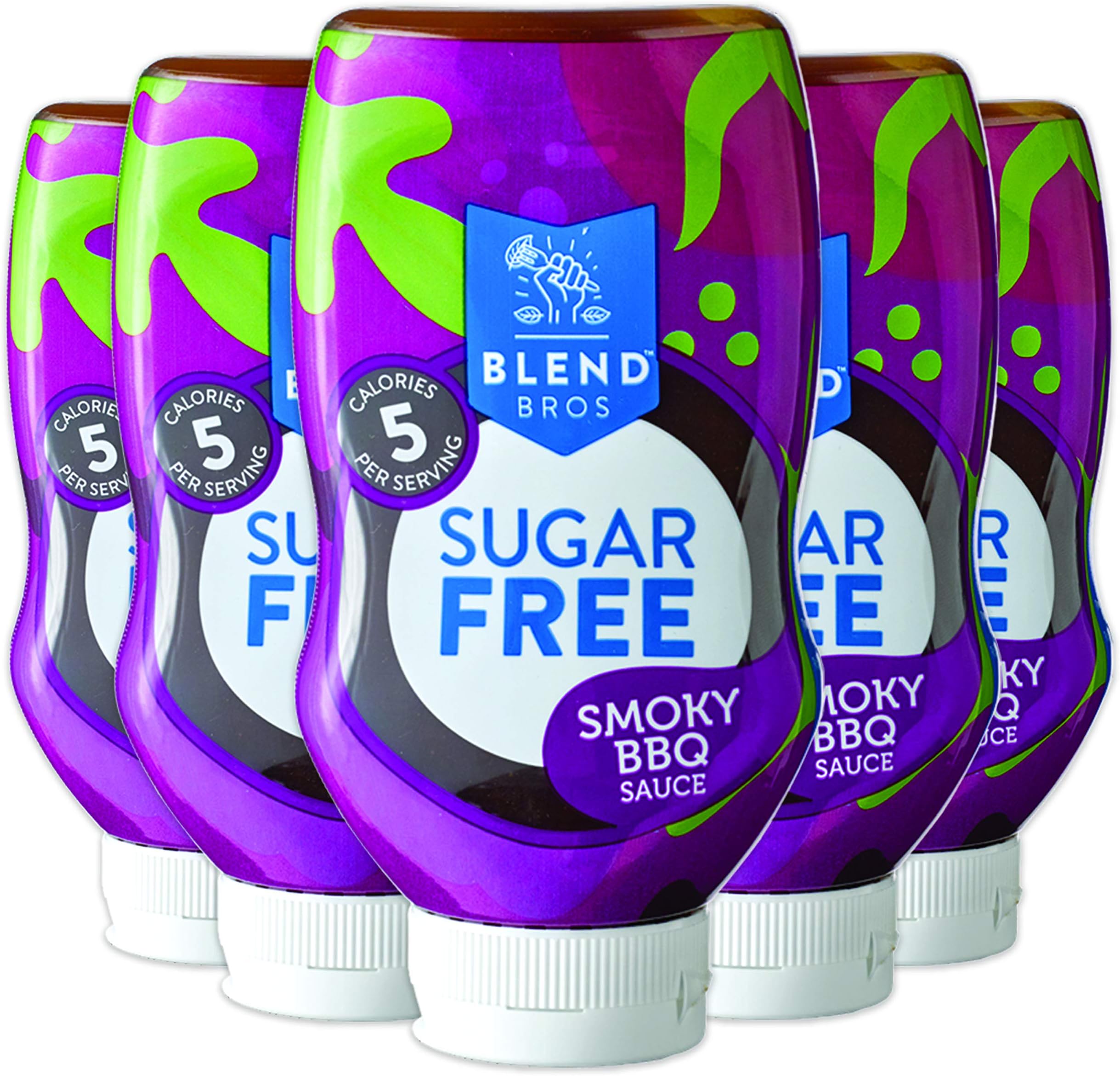 Blend Bros Sugar-Free BBQ Sauce - Sticky & Sweet Blend of Tomato, Paprika & Mustard - 5cal per Serving - 5 x 240ml Bottles