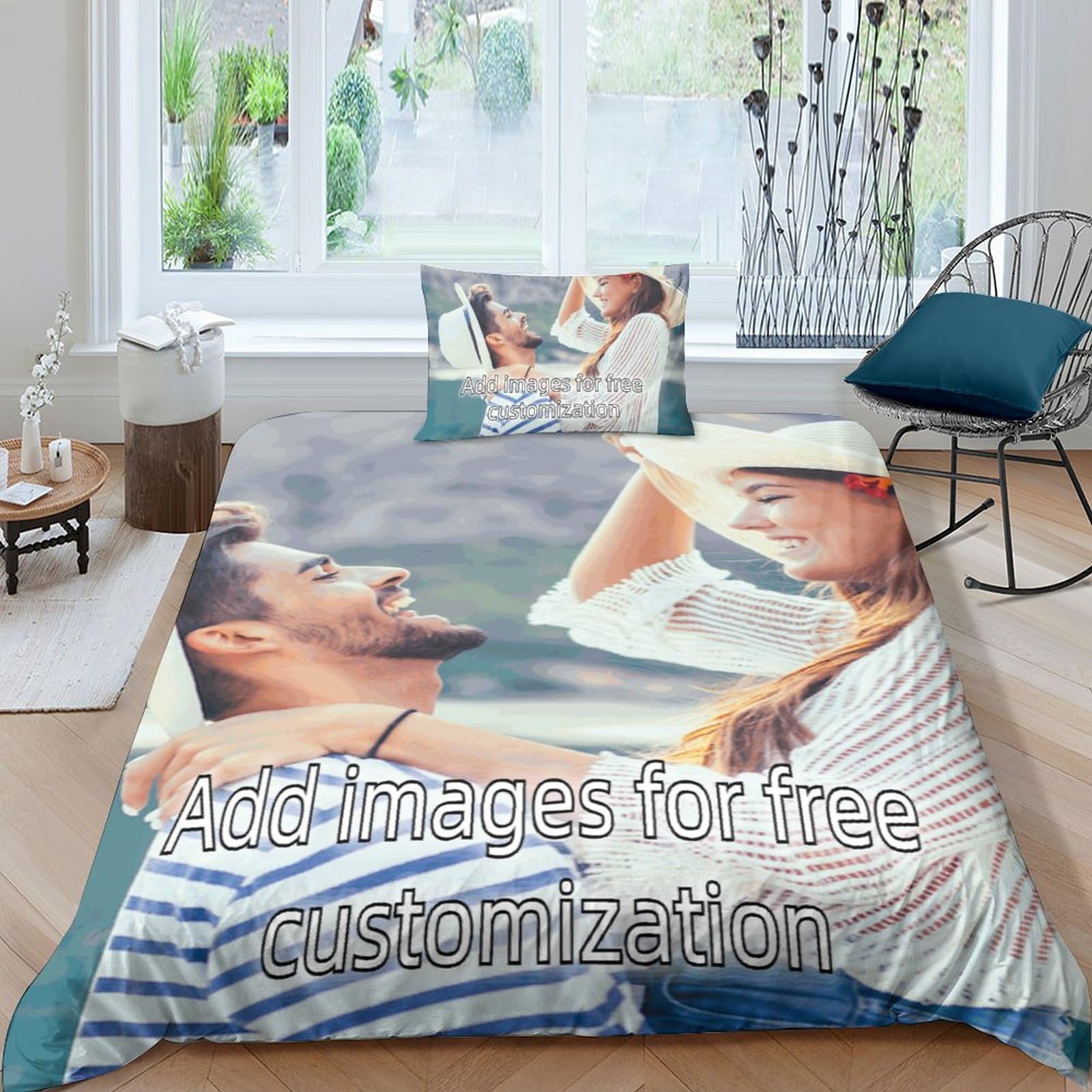 Housse de couette personnalisée photo 3D lit single 135x200